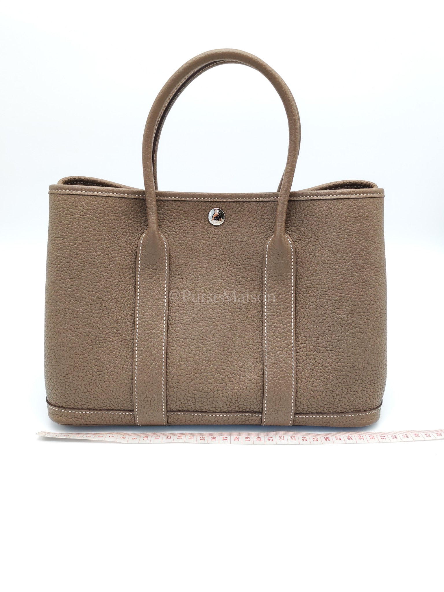 Garden Party Tote (GPT) 30 Etoupe Negonda Leather in Palladium Hardware Stamp W(2024) | Purse Maison Luxury Bags Shop