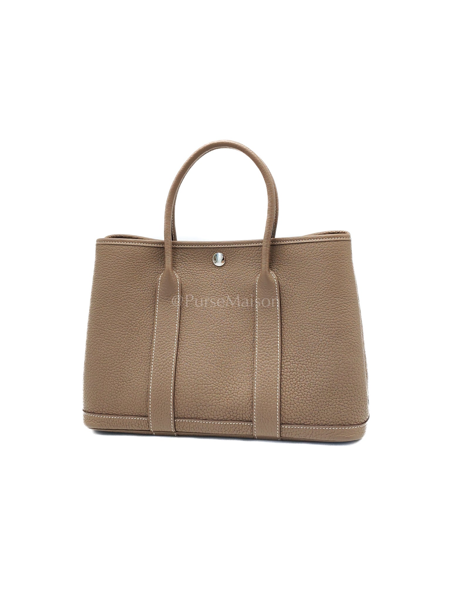 Garden Party Tote (GPT) 30 Etoupe Negonda Leather in Palladium Hardware Stamp W(2024) | Purse Maison Luxury Bags Shop