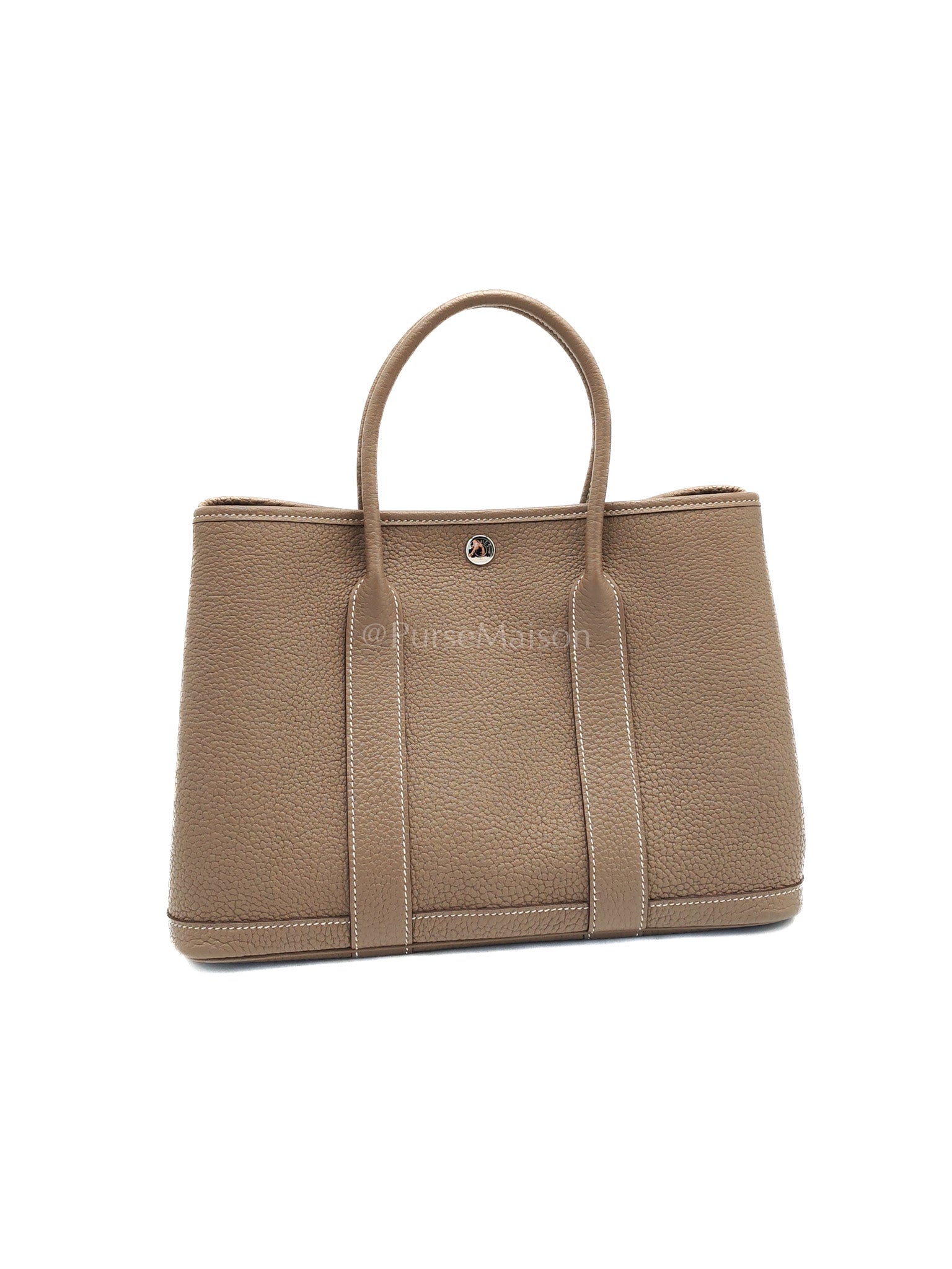 Garden Party Tote (GPT) 30 Etoupe Negonda Leather in Palladium Hardware Stamp W(2024) | Purse Maison Luxury Bags Shop