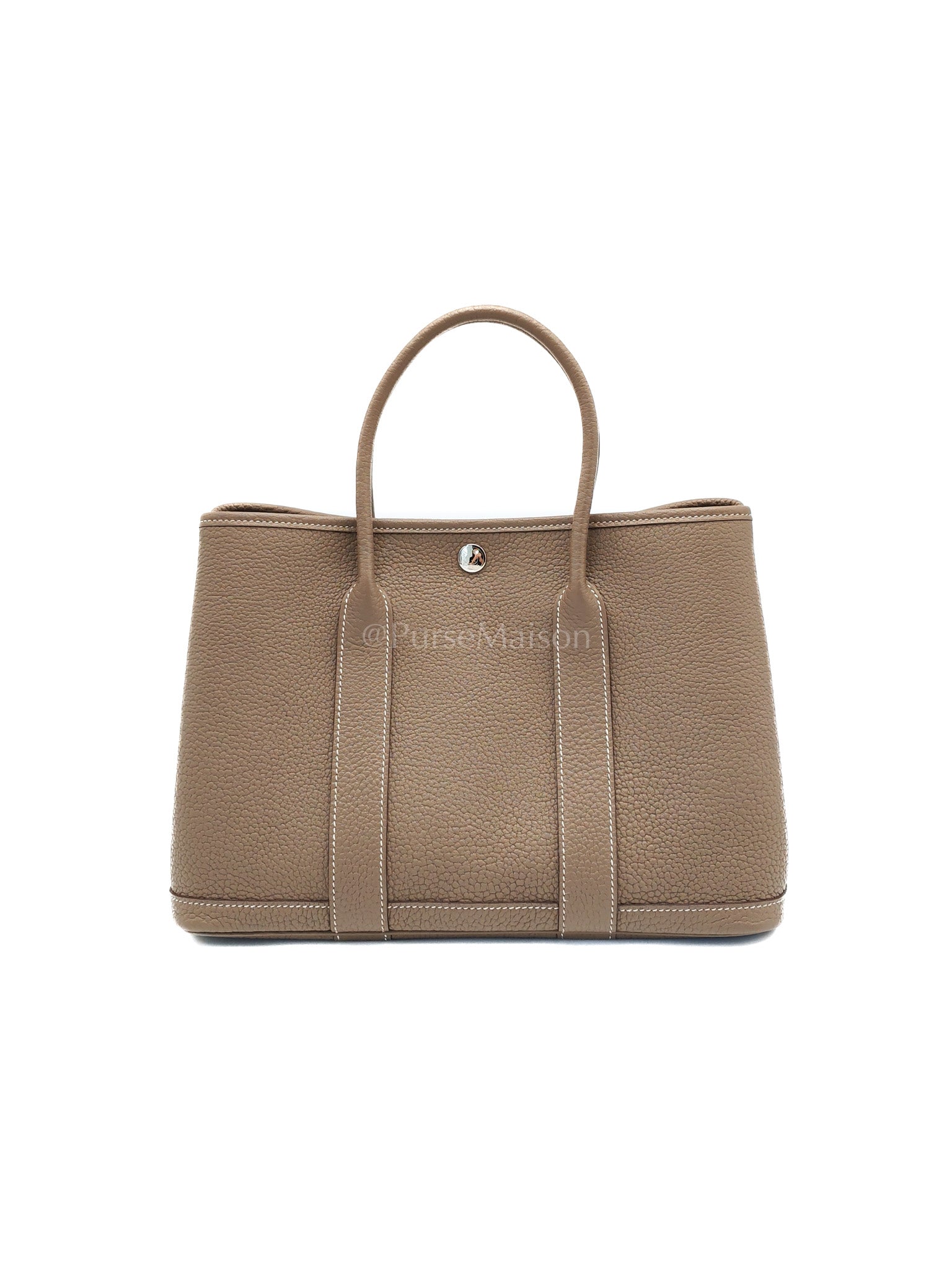 Garden Party Tote (GPT) 30 Etoupe Negonda Leather in Palladium Hardware Stamp W(2024) | Purse Maison Luxury Bags Shop