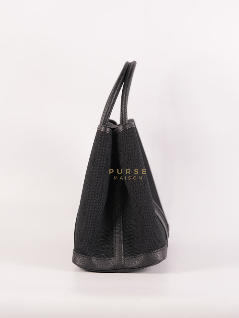 Garden Party Tote (GPT 30) in Black Canvas and Palladium Hardware Stamp B (2023) | Purse Maison Luxury Bags Shop