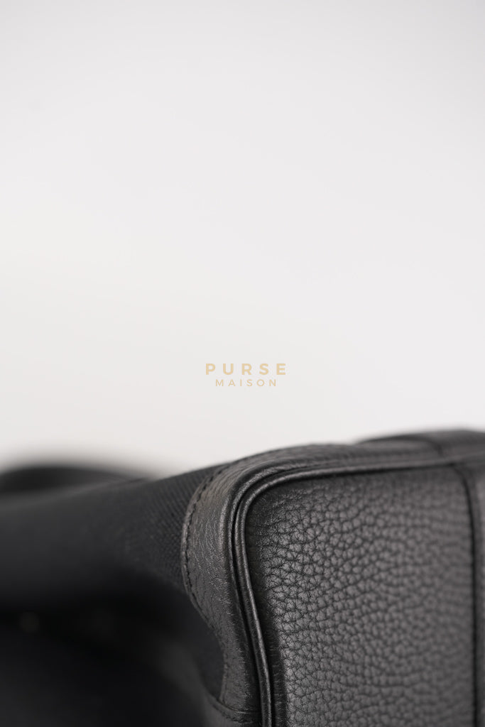 Garden Party Tote (GPT 30) in Black Canvas and Palladium Hardware Stamp B (2023) | Purse Maison Luxury Bags Shop