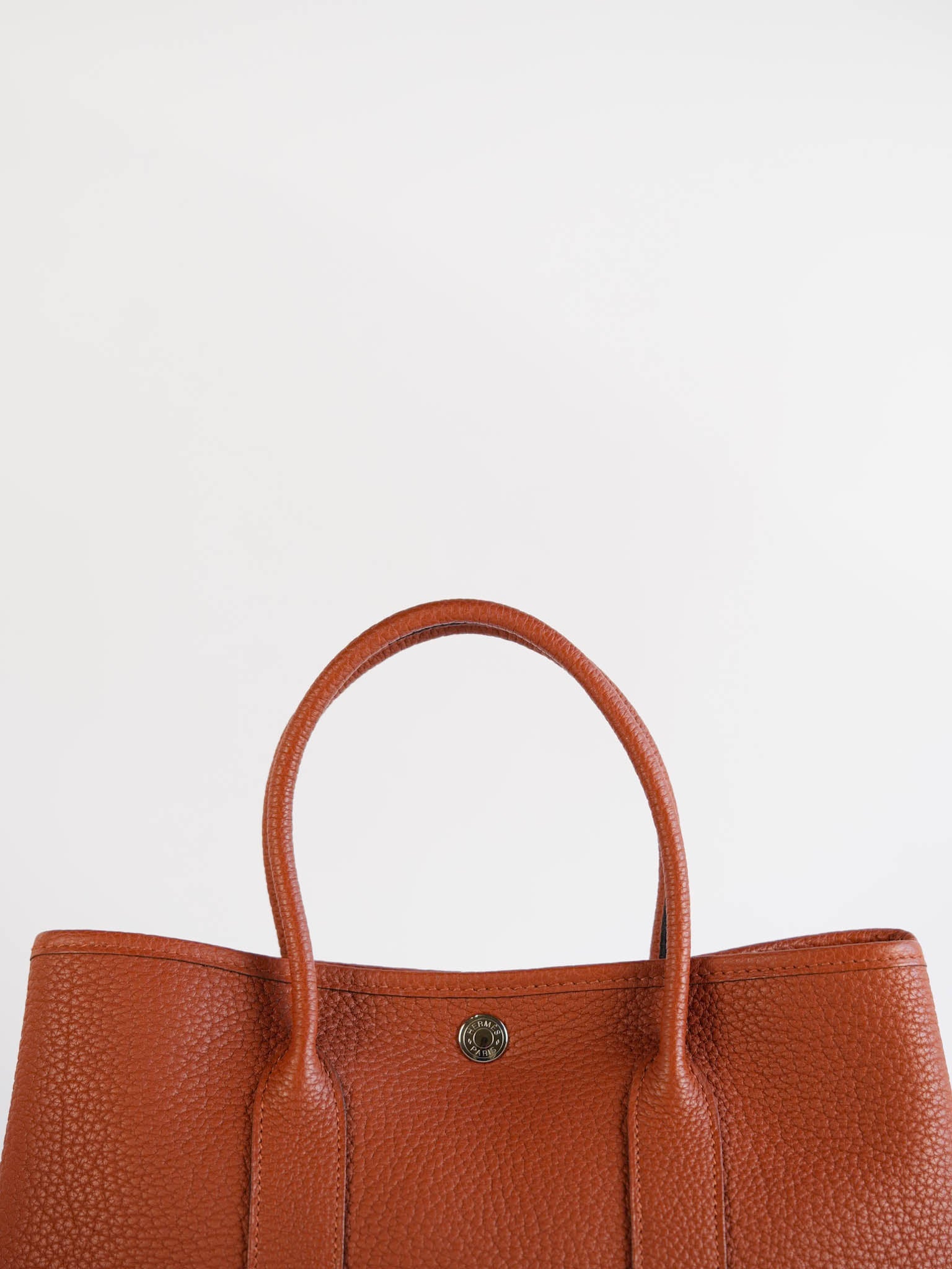 Garden Party Tote (GPT) 30 in Brique Clemence Leather PHW Stamp X | Purse Maison Luxury Bags Shop