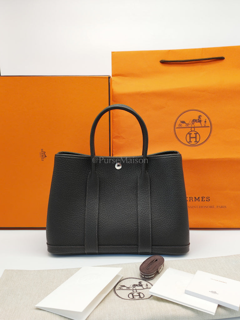 Garden Party Tote (GPT) 30 in Ebene Negonda Leather & Palladium Hardware Stamp B(2023) | Purse Maison Luxury Bags Shop