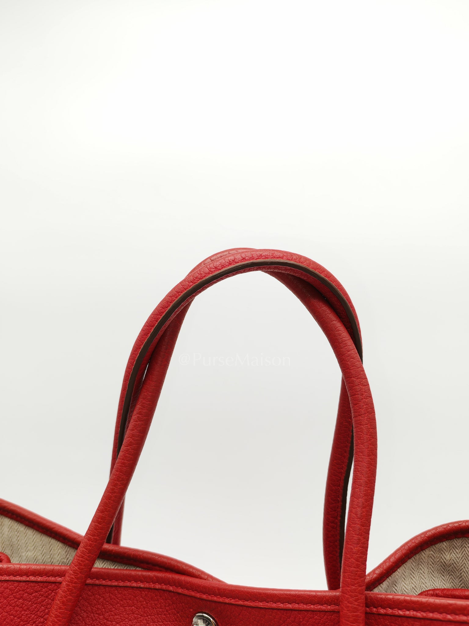Garden Party Tote (GPT) 36 Rouge Red in Negoda Leather Palladium Hardware Stamp Square Q (2013) | Purse Maison Luxury Bags Shop