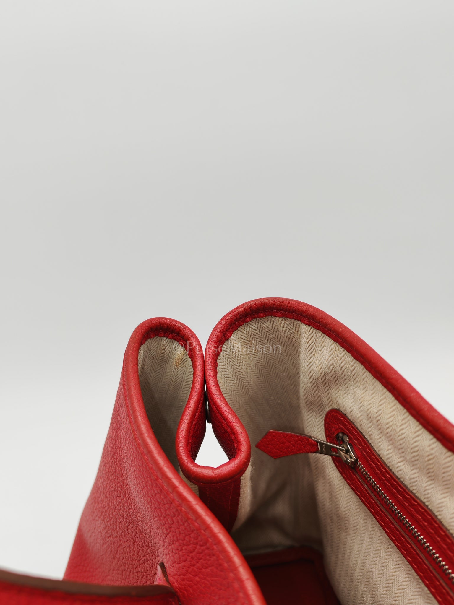 Garden Party Tote (GPT) 36 Rouge Red in Negoda Leather Palladium Hardware Stamp Square Q (2013) | Purse Maison Luxury Bags Shop