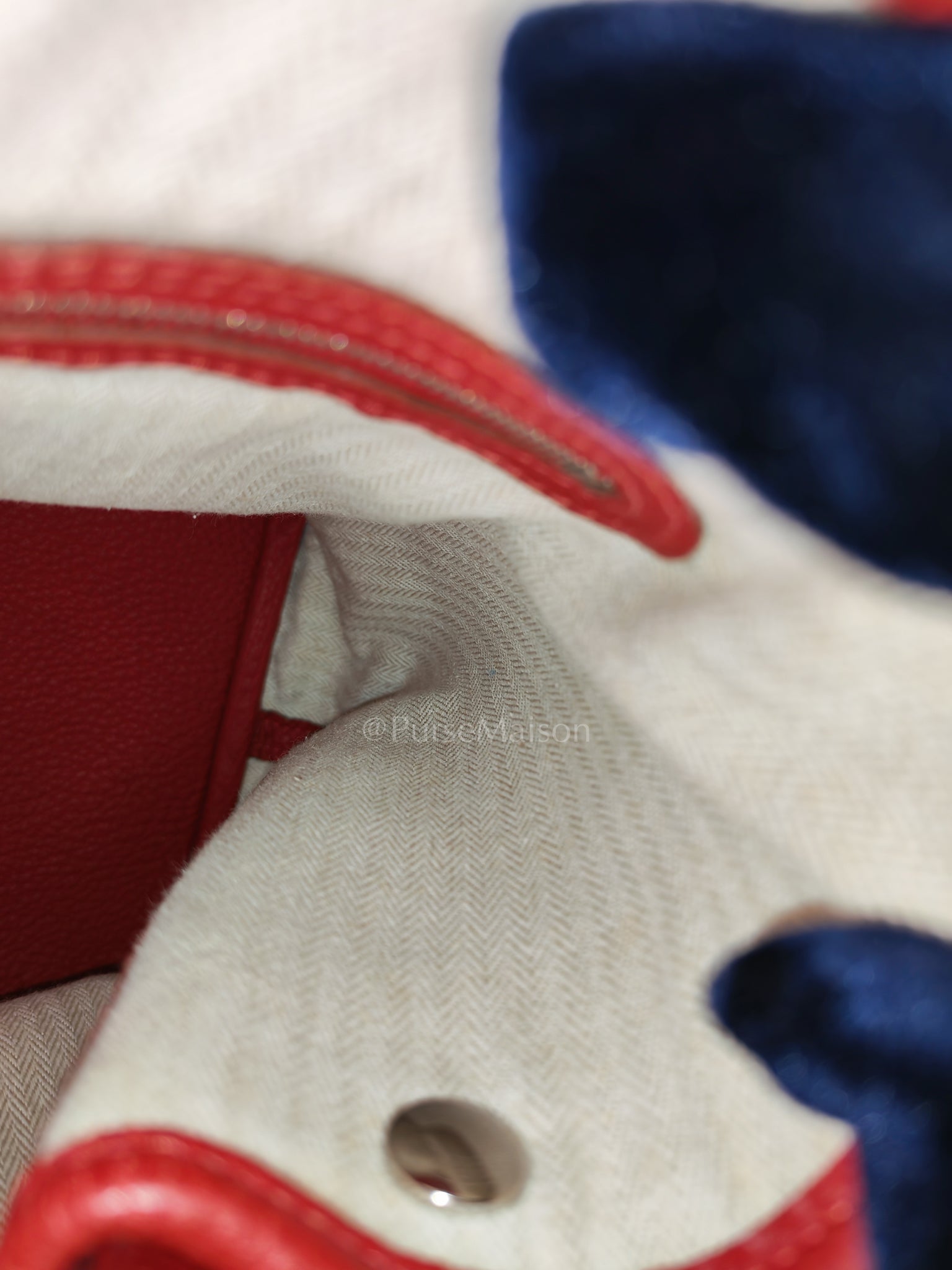 Garden Party Tote (GPT) 36 Rouge Red in Negoda Leather Palladium Hardware Stamp Square Q (2013) | Purse Maison Luxury Bags Shop