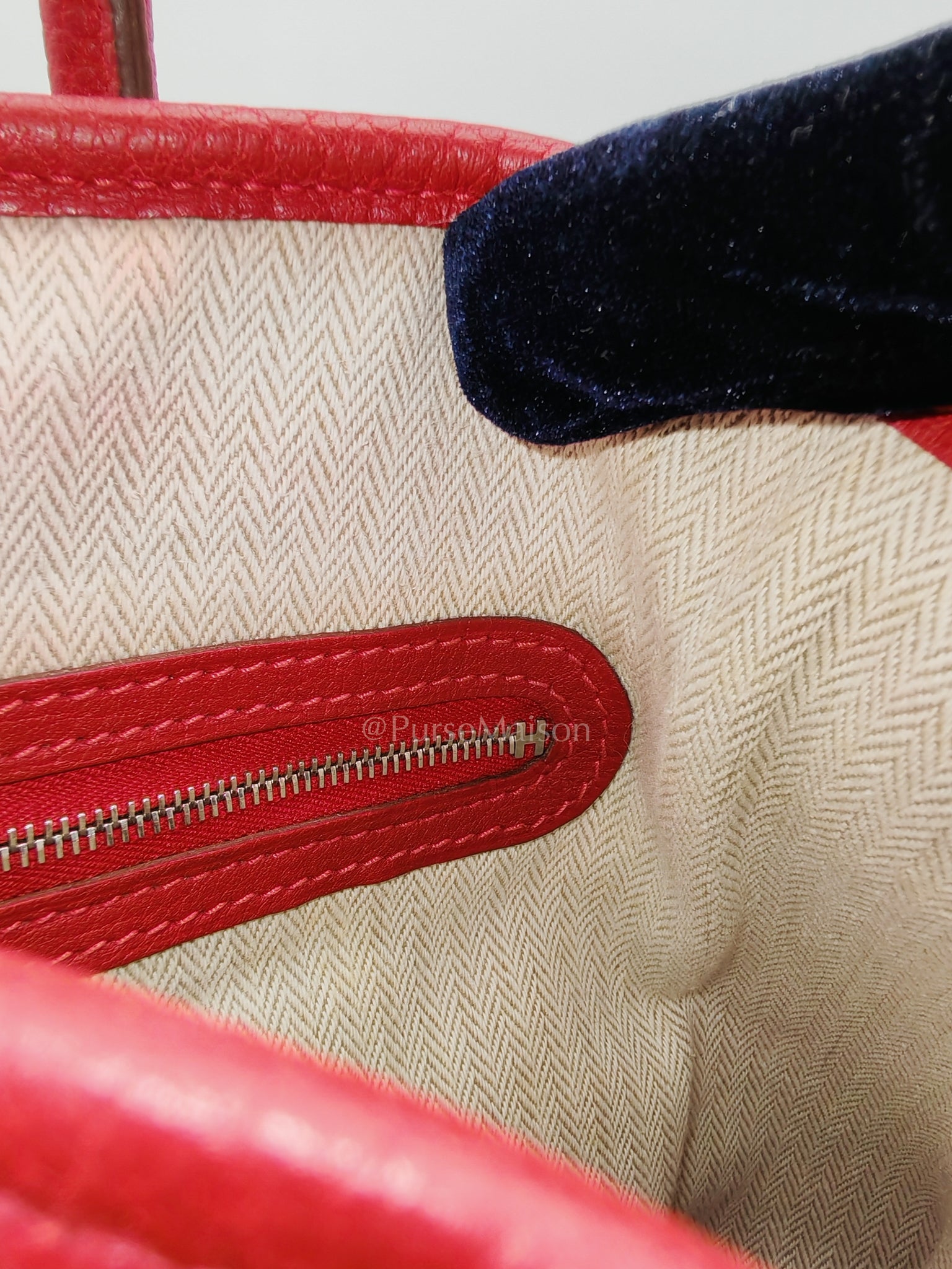 Garden Party Tote (GPT) 36 Rouge Red in Negoda Leather Palladium Hardware Stamp Square Q (2013) | Purse Maison Luxury Bags Shop
