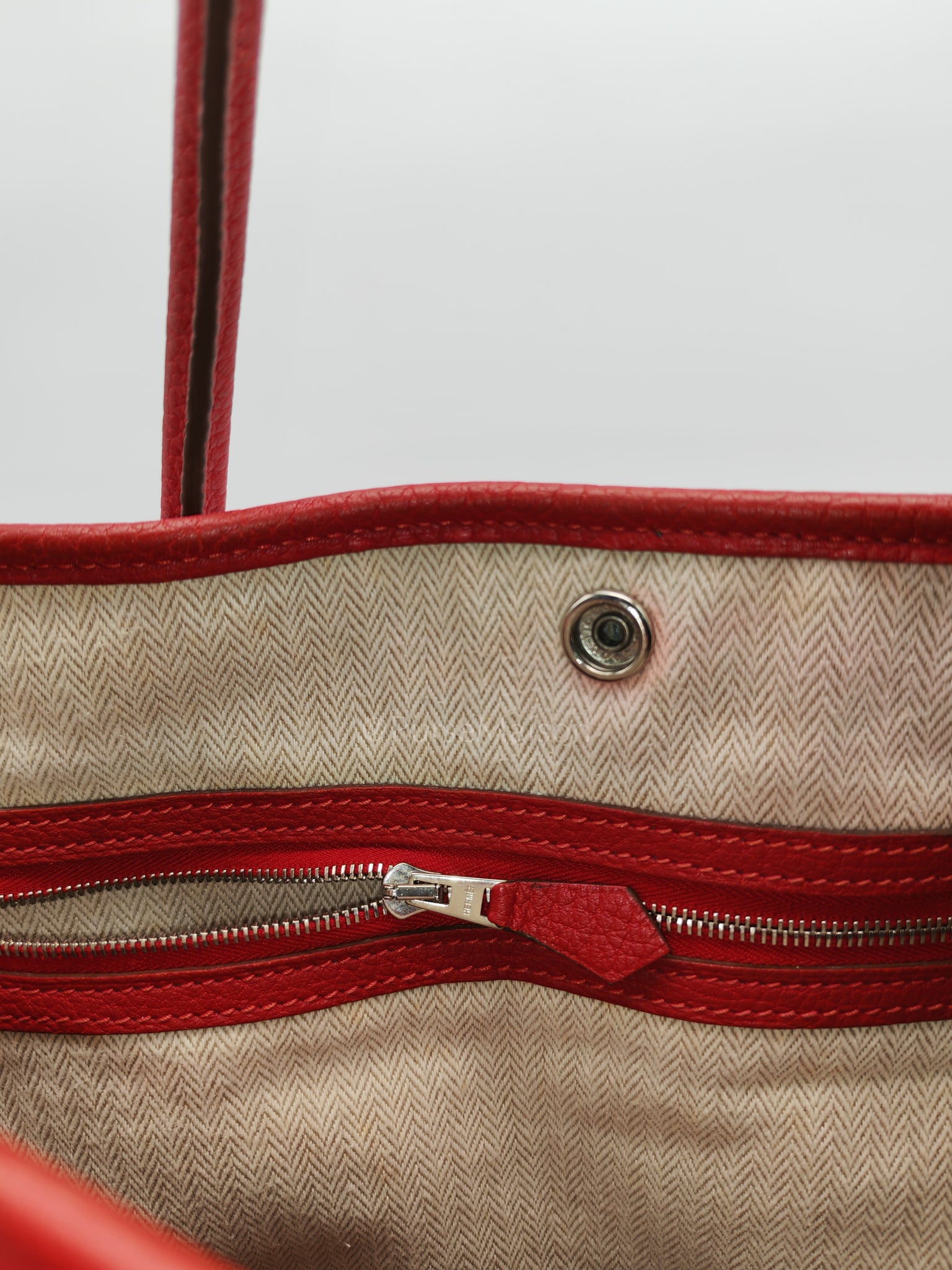 Garden Party Tote (GPT) 36 Rouge Red in Negoda Leather Palladium Hardware Stamp Square Q (2013) | Purse Maison Luxury Bags Shop