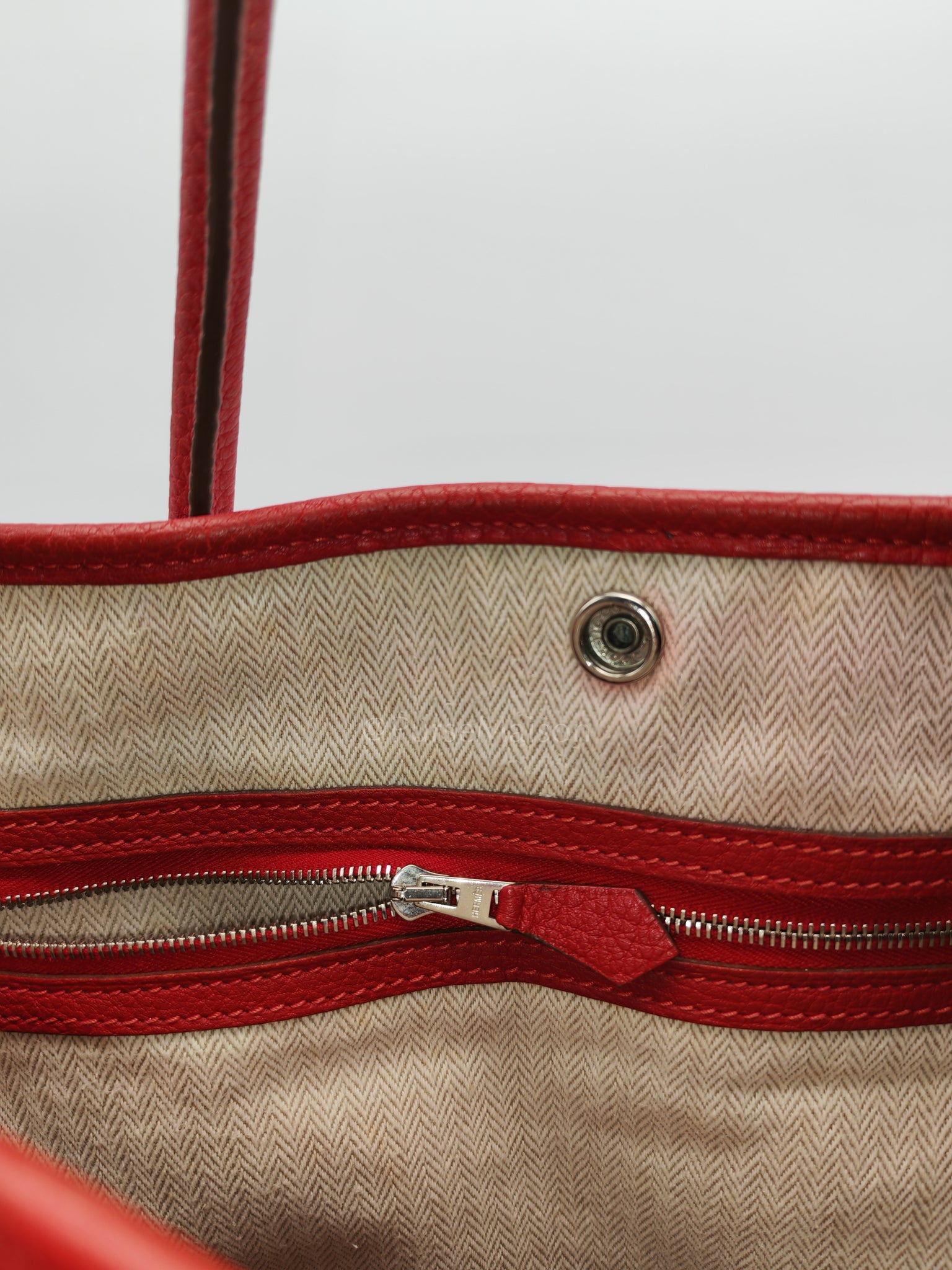 Garden Party Tote (GPT) 36 Rouge Red in Negoda Leather Palladium Hardware Stamp Square Q (2013) | Purse Maison Luxury Bags Shop