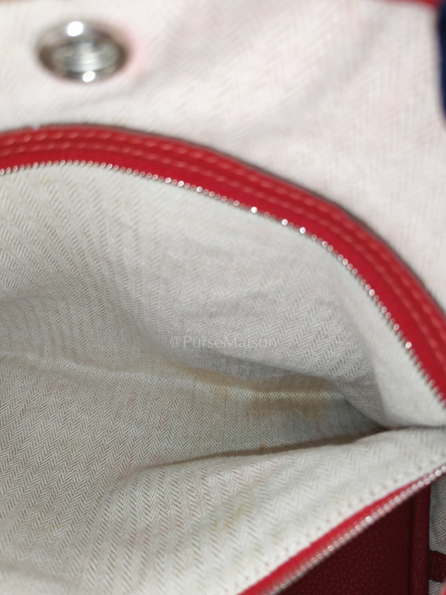 Garden Party Tote (GPT) 36 Rouge Red in Negoda Leather Palladium Hardware Stamp Square Q (2013) | Purse Maison Luxury Bags Shop