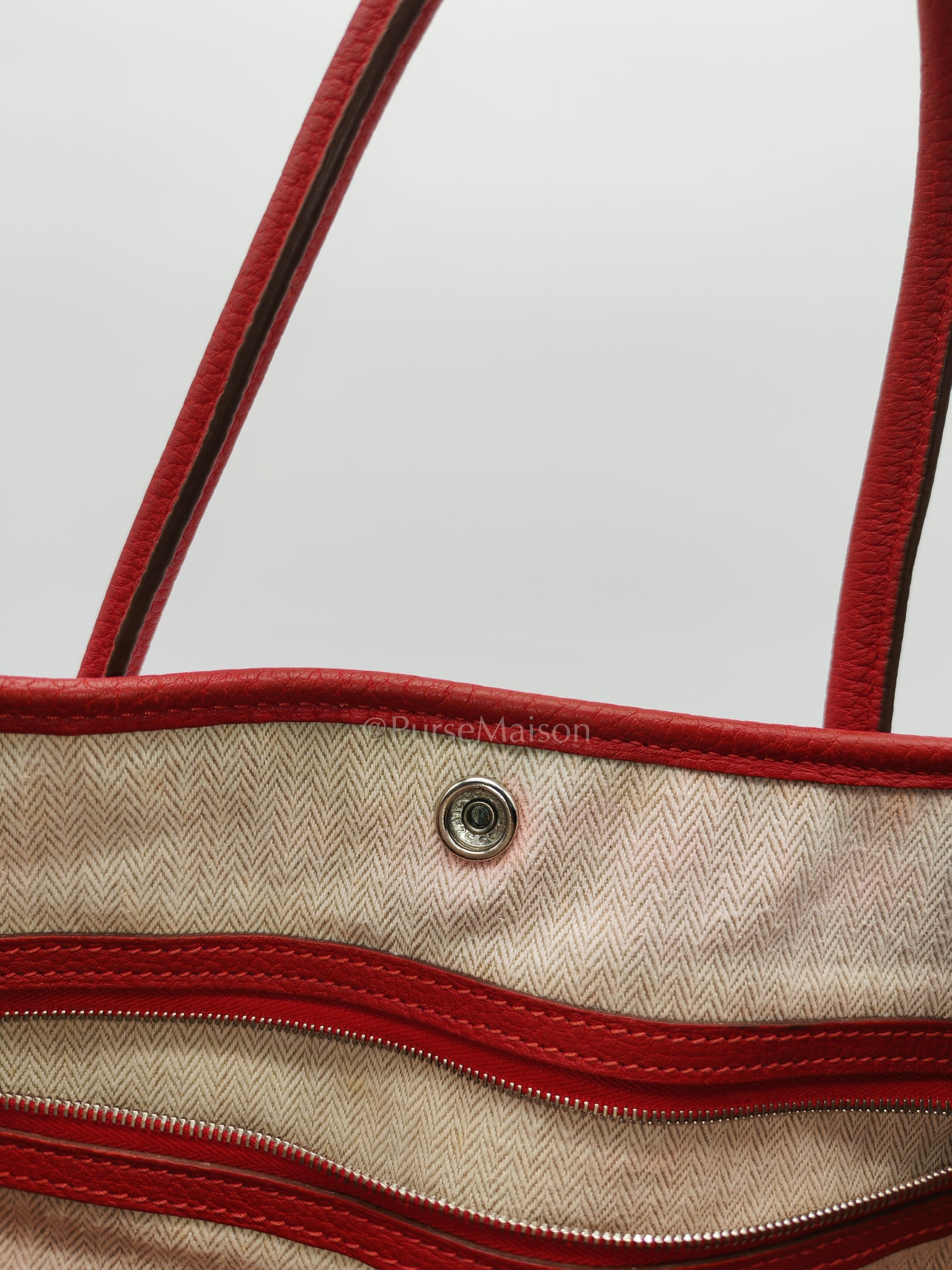 Garden Party Tote (GPT) 36 Rouge Red in Negoda Leather Palladium Hardware Stamp Square Q (2013) | Purse Maison Luxury Bags Shop