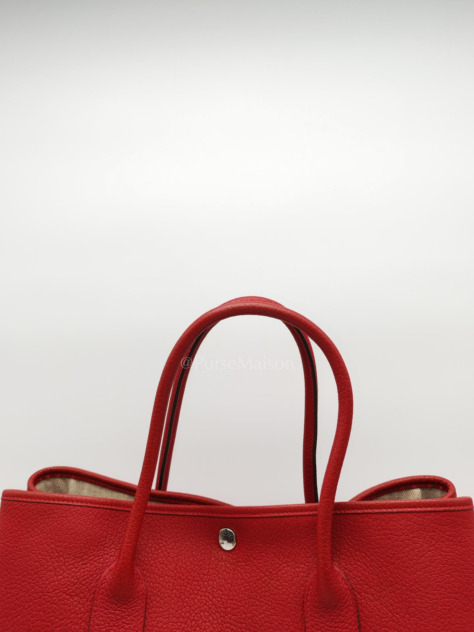 Garden Party Tote (GPT) 36 Rouge Red in Negoda Leather Palladium Hardware Stamp Square Q (2013) | Purse Maison Luxury Bags Shop