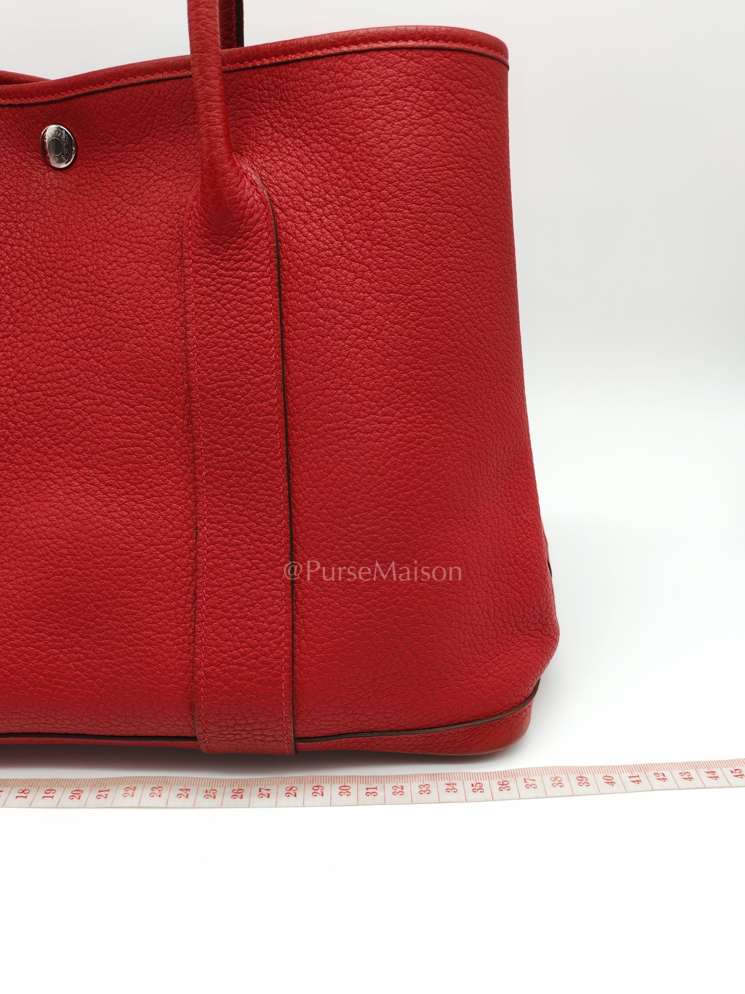Garden Party Tote (GPT) 36 Rouge Red in Negoda Leather Palladium Hardware Stamp Square Q (2013) | Purse Maison Luxury Bags Shop