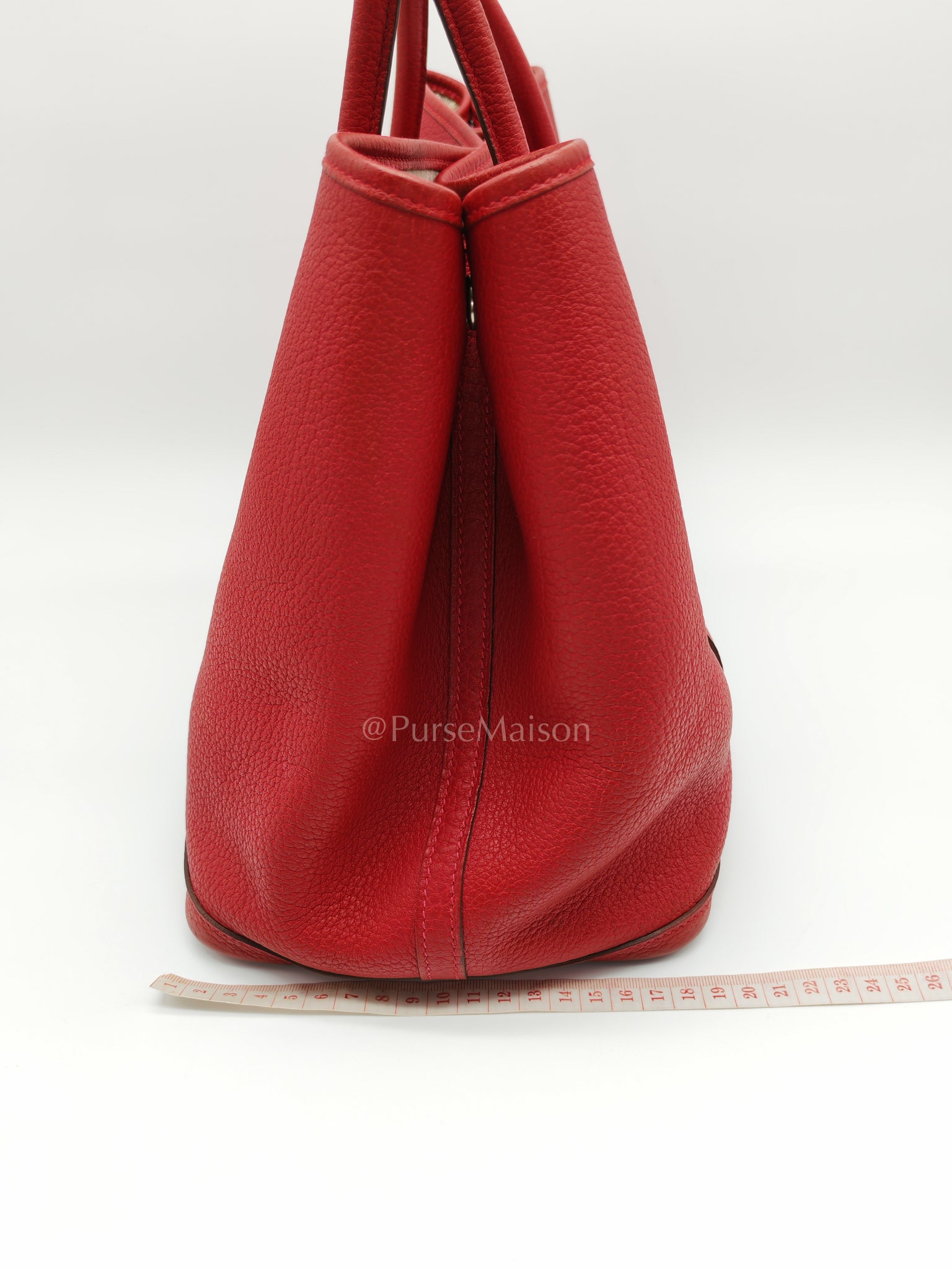 Garden Party Tote (GPT) 36 Rouge Red in Negoda Leather Palladium Hardware Stamp Square Q (2013) | Purse Maison Luxury Bags Shop