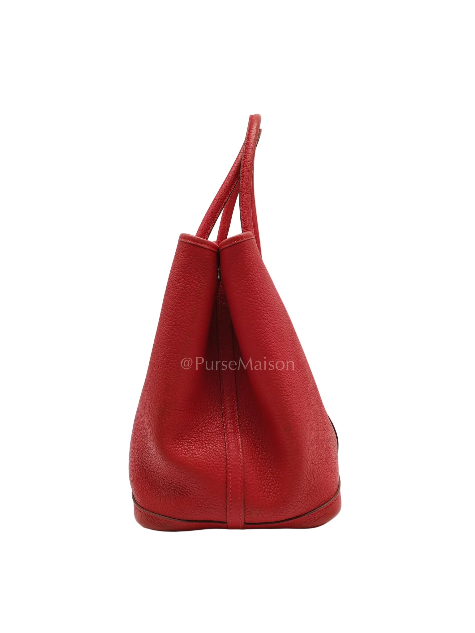 Garden Party Tote (GPT) 36 Rouge Red in Negoda Leather Palladium Hardware Stamp Square Q (2013) | Purse Maison Luxury Bags Shop