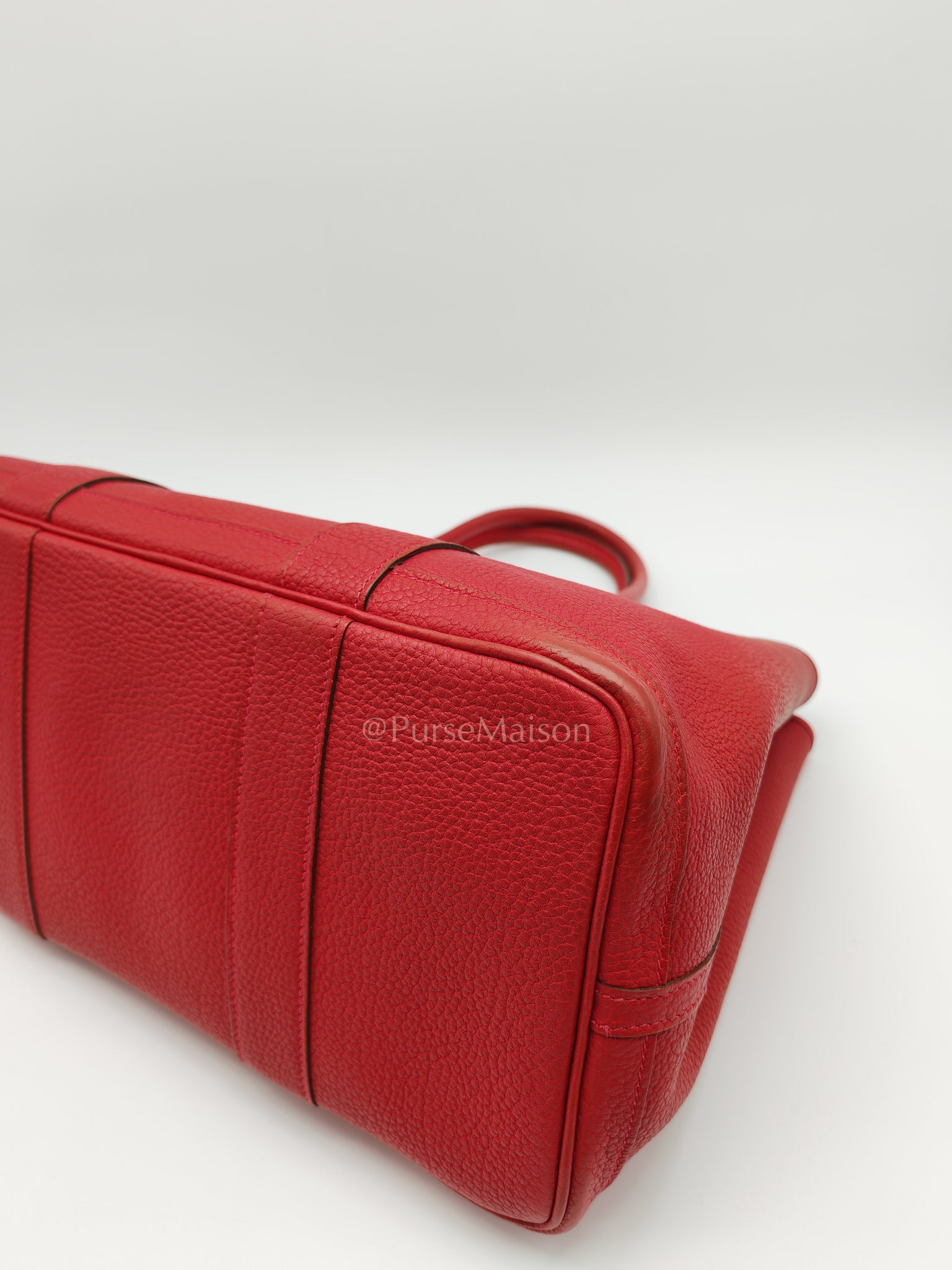 Garden Party Tote (GPT) 36 Rouge Red in Negoda Leather Palladium Hardware Stamp Square Q (2013) | Purse Maison Luxury Bags Shop