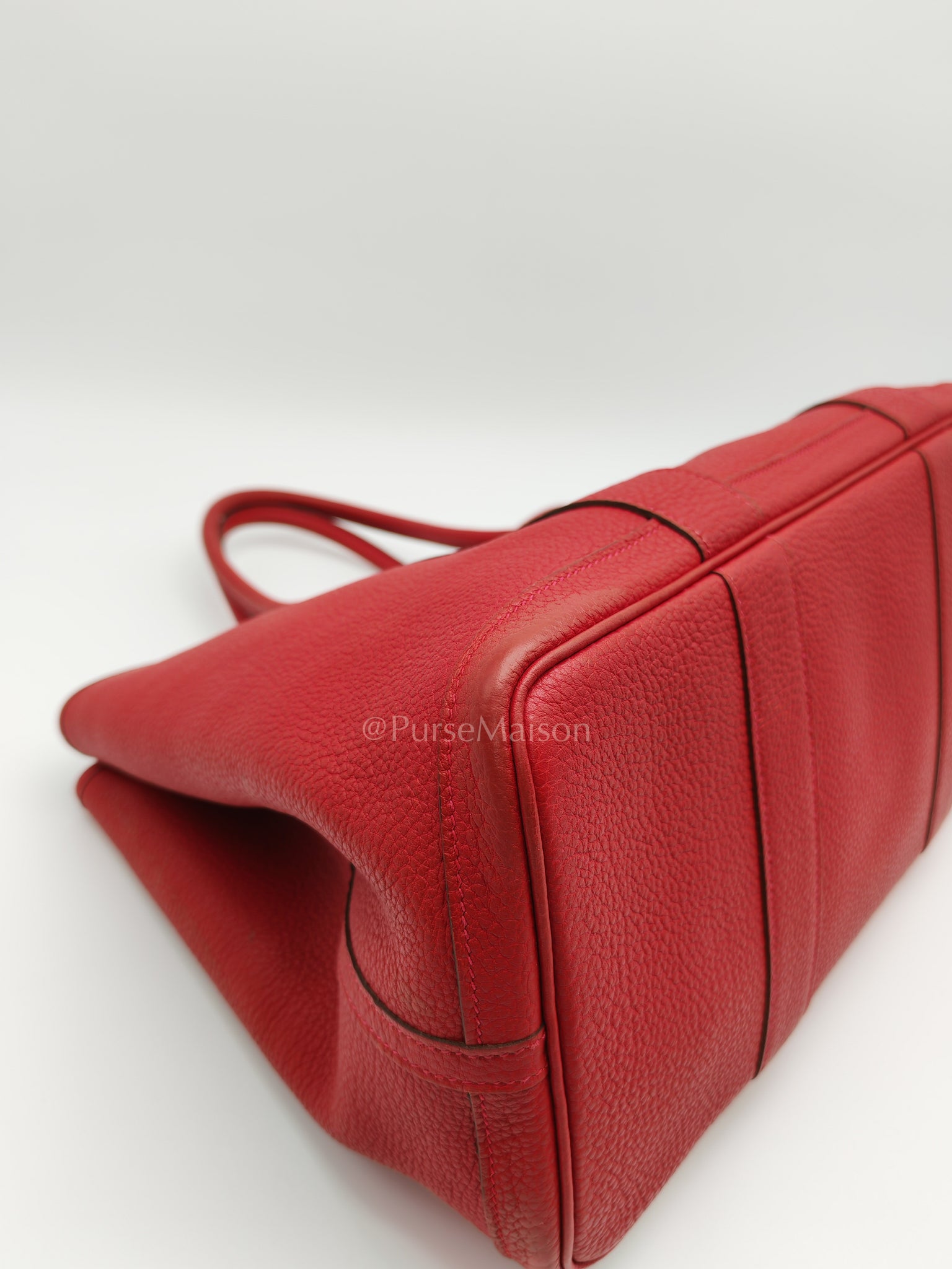 Garden Party Tote (GPT) 36 Rouge Red in Negoda Leather Palladium Hardware Stamp Square Q (2013) | Purse Maison Luxury Bags Shop