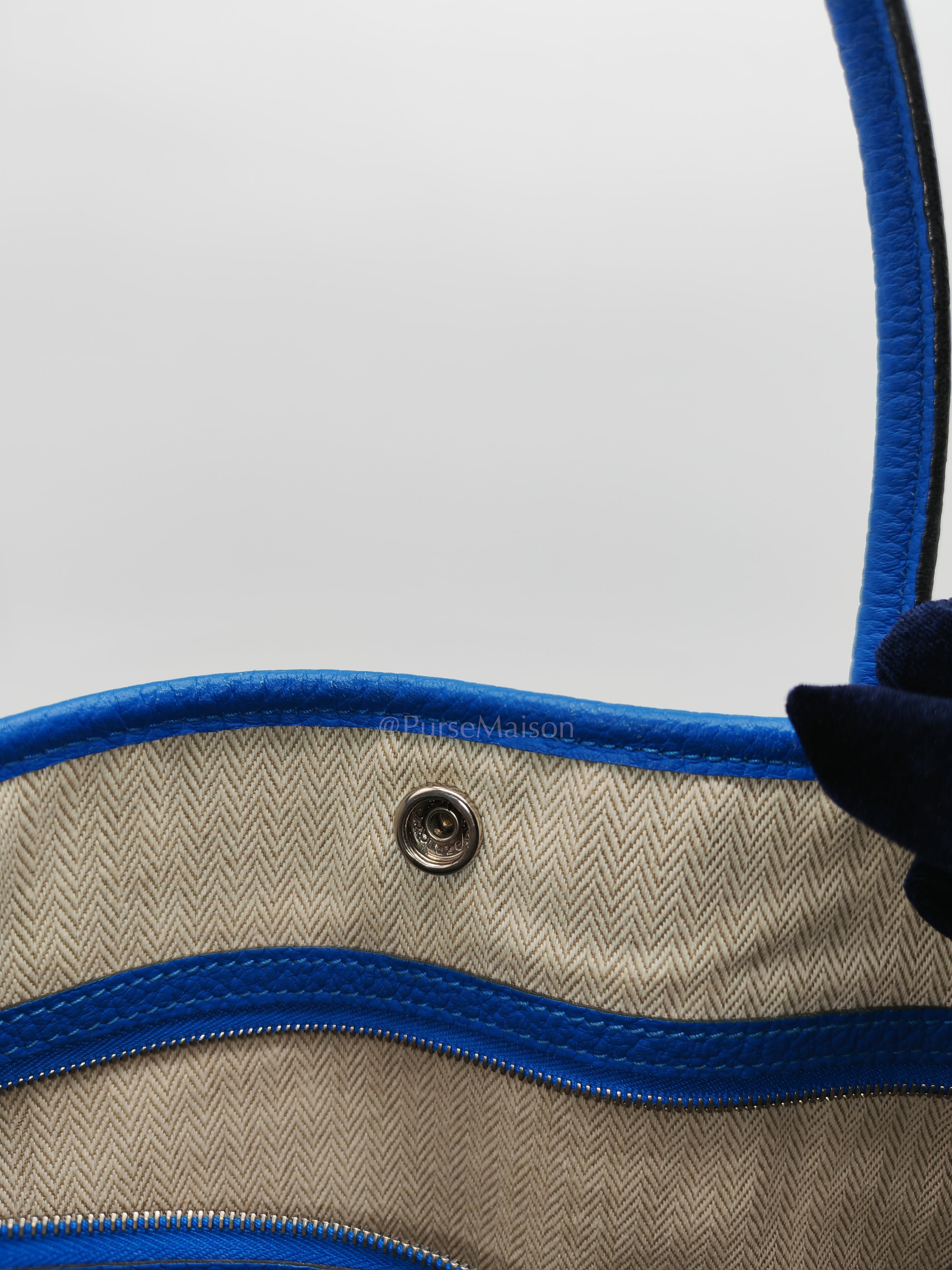 Garden Party Tote in Blue Hydra Fjord Leather and Palladium Hardware Stamp Square P (2012) | Purse Maison Luxury Bags Shop