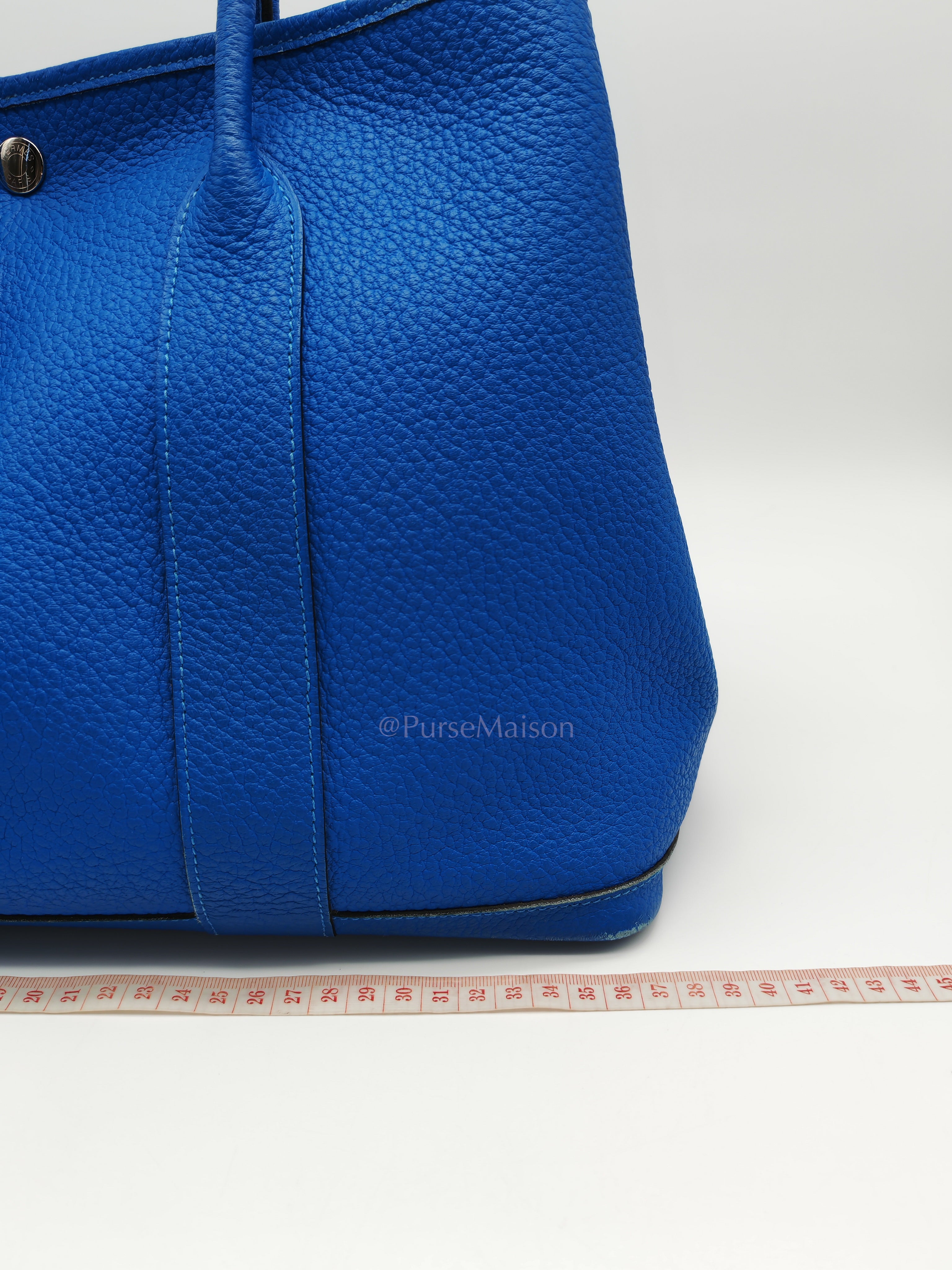 Garden Party Tote in Blue Hydra Fjord Leather and Palladium Hardware Stamp Square P (2012) | Purse Maison Luxury Bags Shop