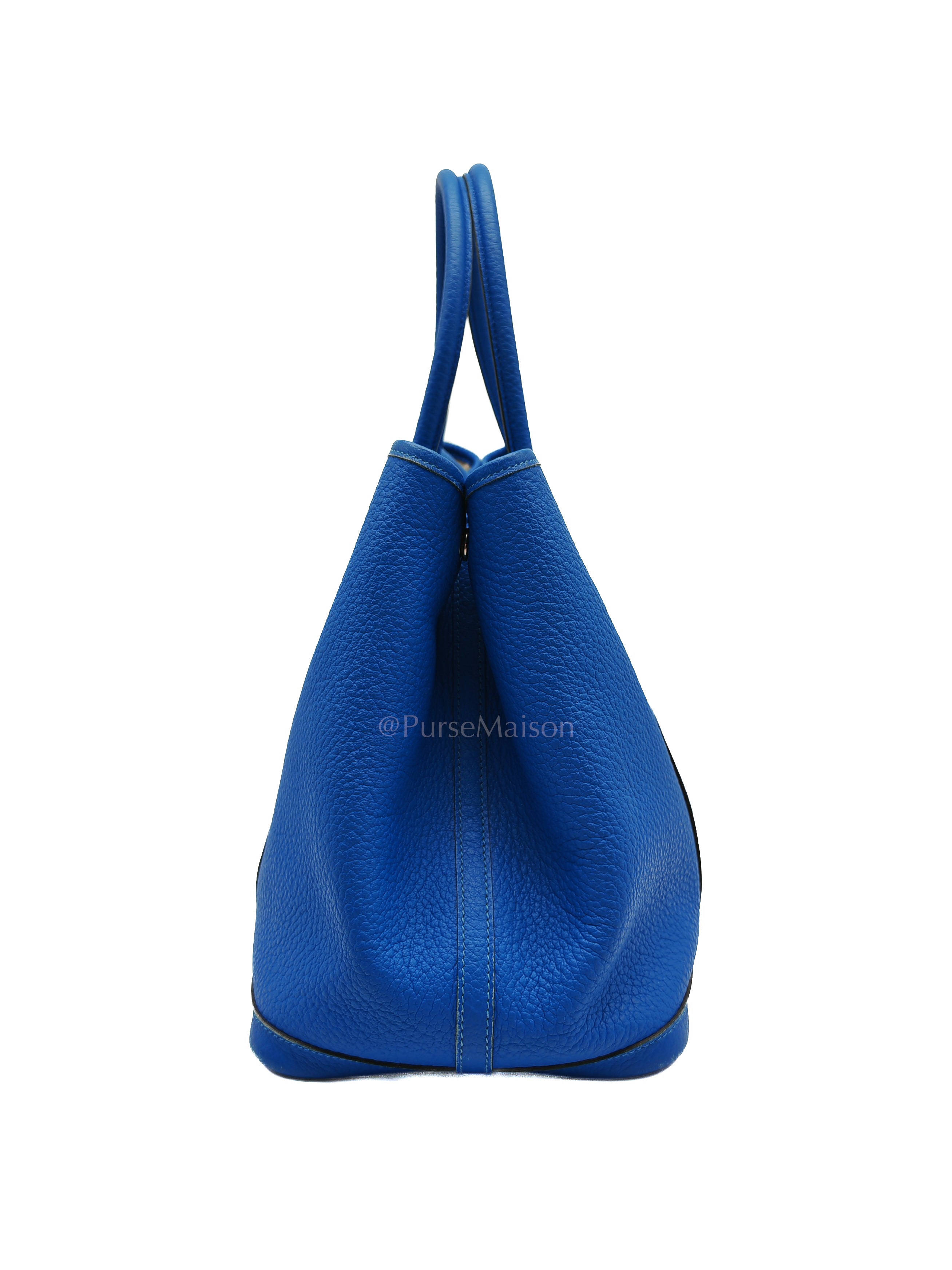 Garden Party Tote in Blue Hydra Fjord Leather and Palladium Hardware Stamp Square P (2012) | Purse Maison Luxury Bags Shop