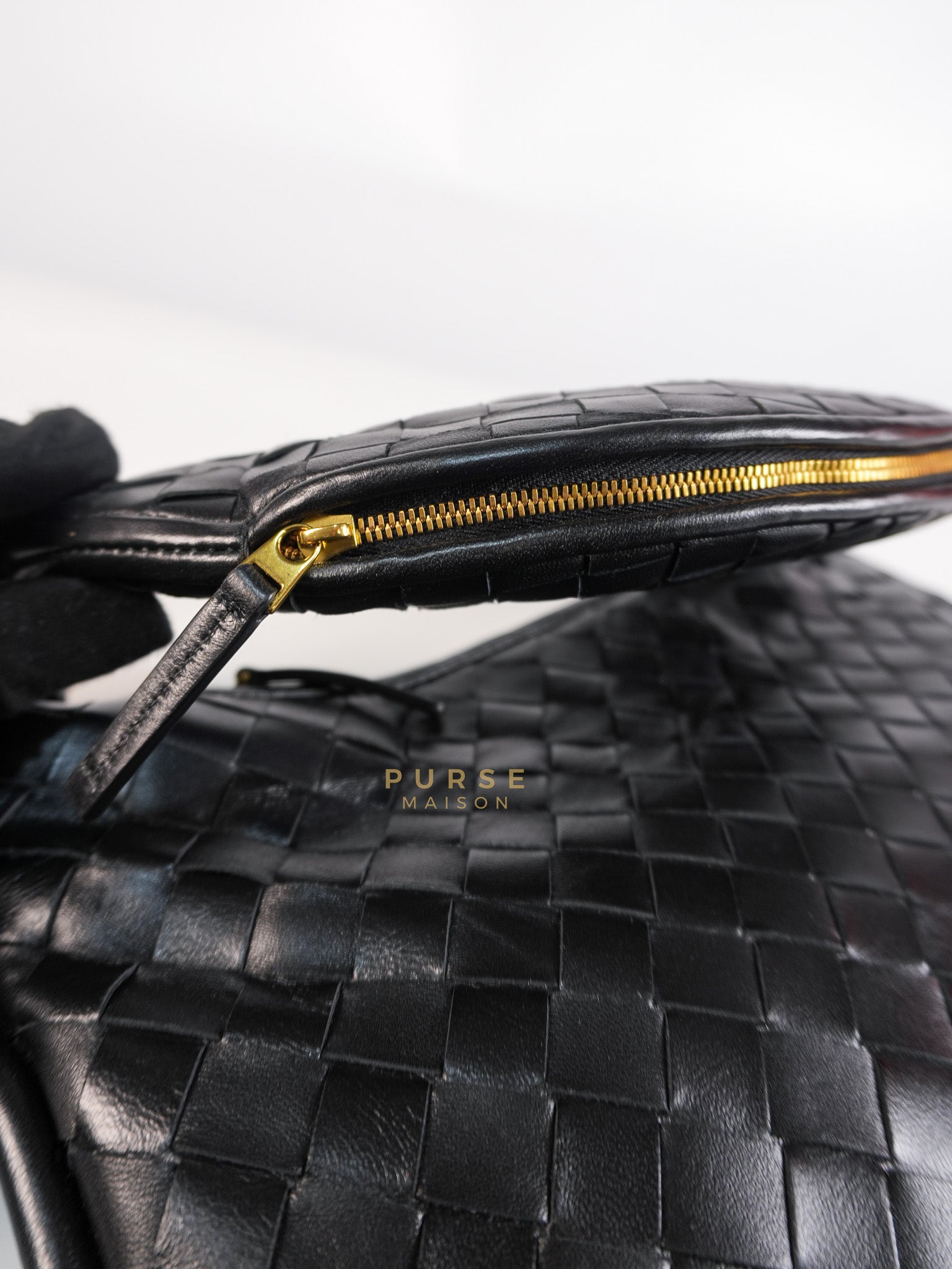 Gemeni Shoulder Bag Medium in Black Leather | Purse Maison Luxury Bags Shop