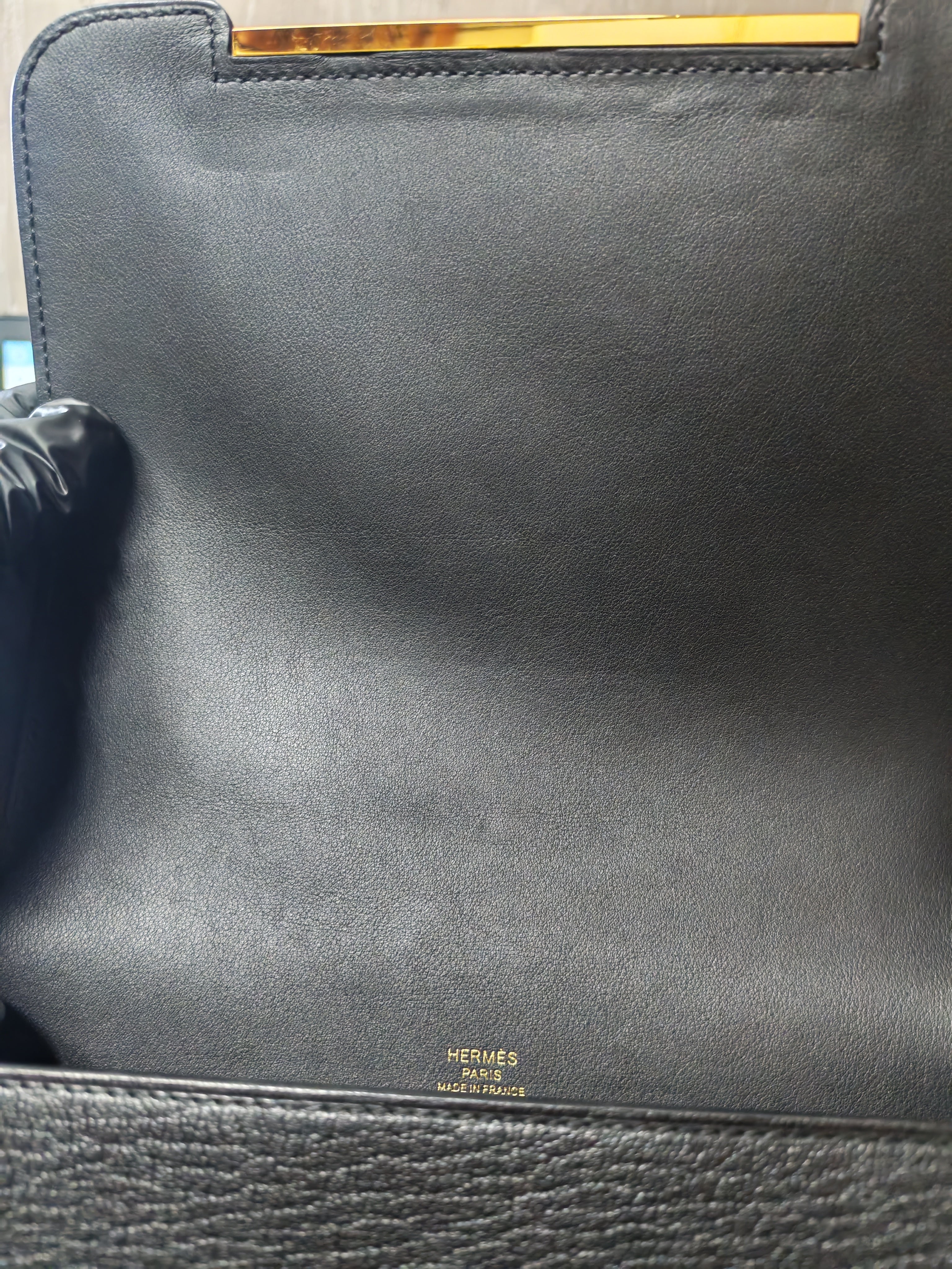 Geta Bag in Black Chevre Mysore Leather and Gold Hardware Stamp B (2023) | Purse Maison Luxury Bags Shop