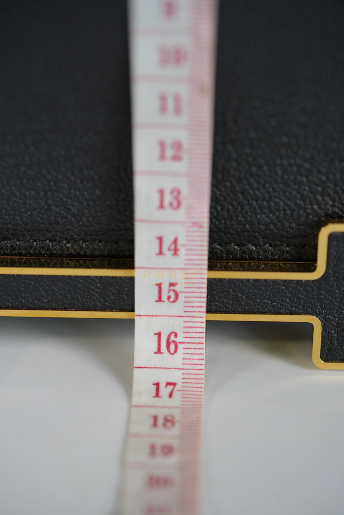 Geta Bag in Black Chevre Mysore Leather and Gold Hardware Stamp B (2023) | Purse Maison Luxury Bags Shop