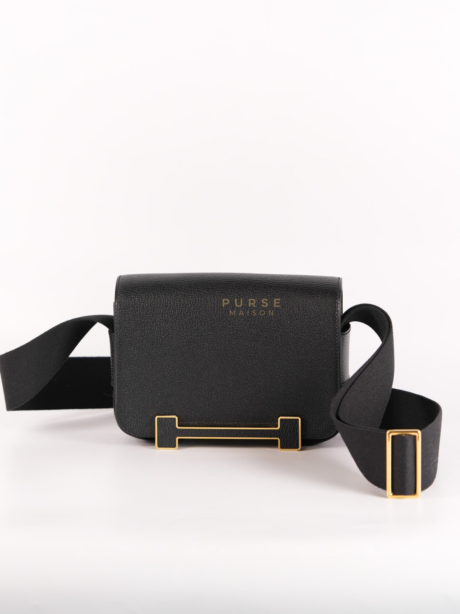 Geta Bag in Black Chevre Mysore Leather and Gold Hardware Stamp B (2023) | Purse Maison Luxury Bags Shop