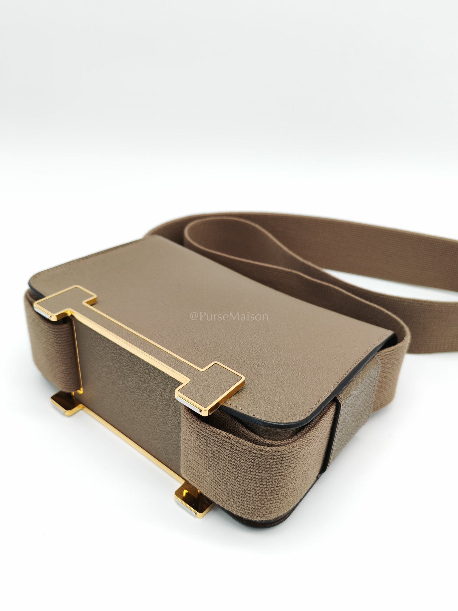 Geta Etoupe in Mysore Chevre Leather and Gold Hardware Stamp U (2022) | Purse Maison Luxury Bags Shop