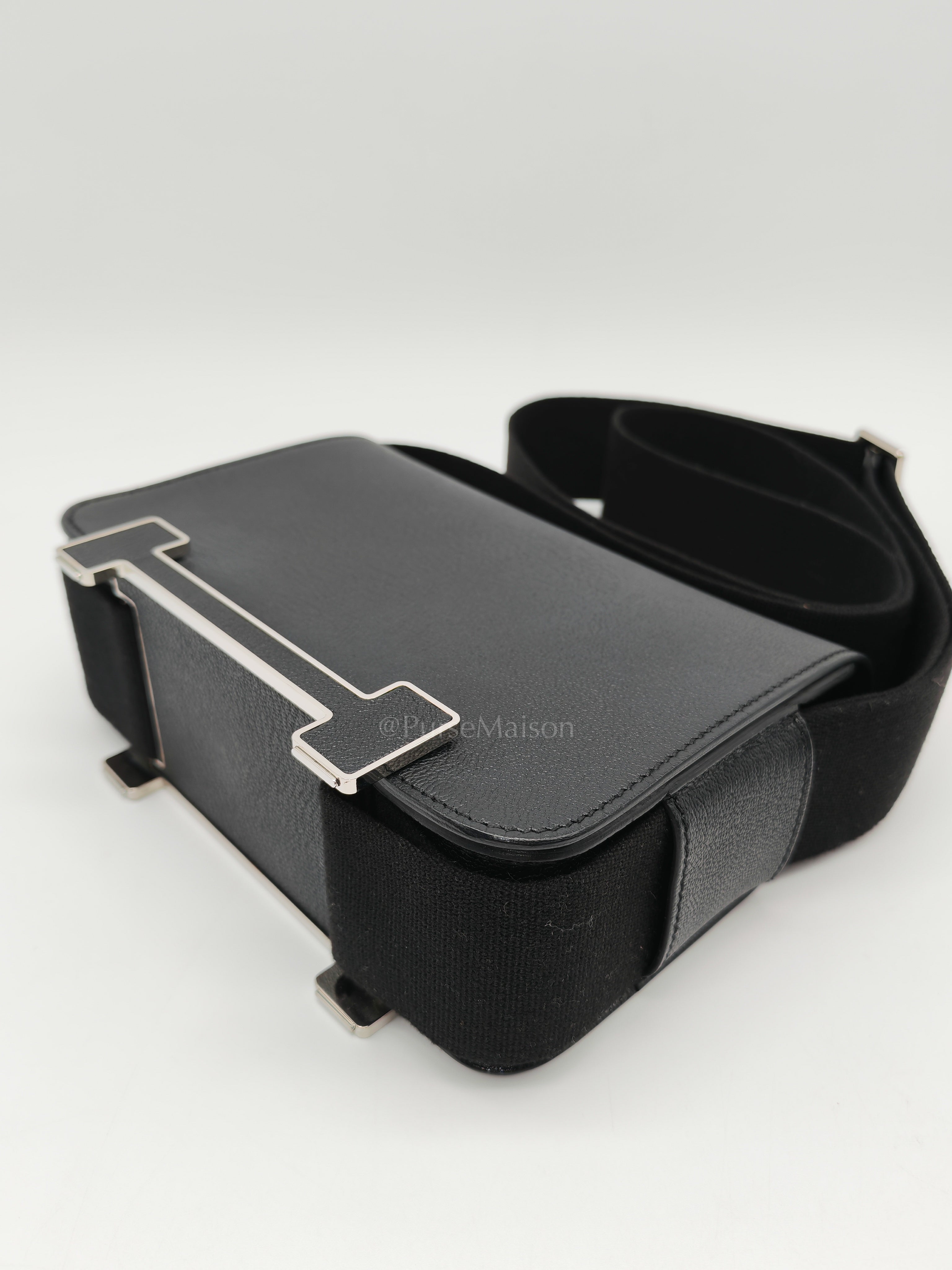 Geta in Black Chevre Mysore Leather and Palladium Hardware Stamp B (2023) | Purse Maison Luxury Bags Shop