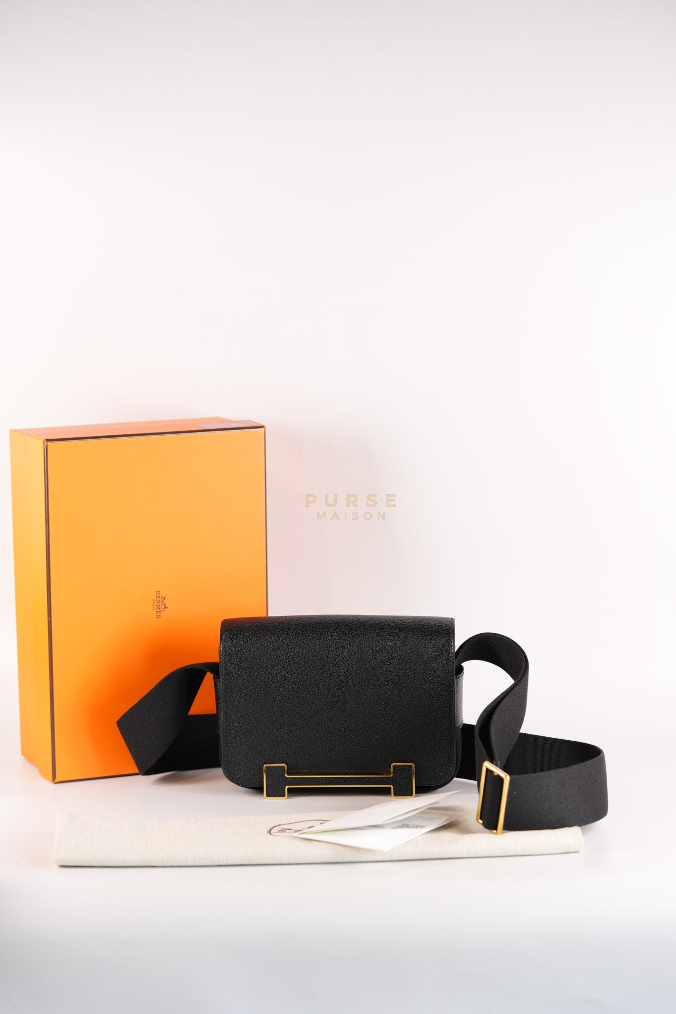 Geta in Black Chevre Mysore Sangle Fibre and Gold Hardware Stamp U (2022) | Purse Maison Luxury Bags Shop