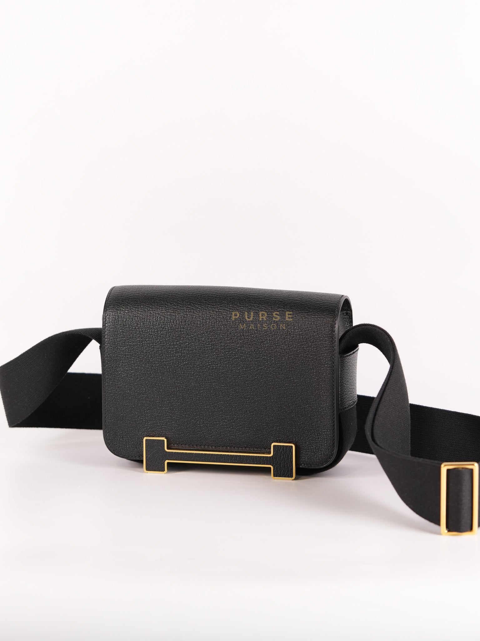 Geta in Black Chevre Mysore Sangle Fibre and Gold Hardware Stamp U (2022) | Purse Maison Luxury Bags Shop