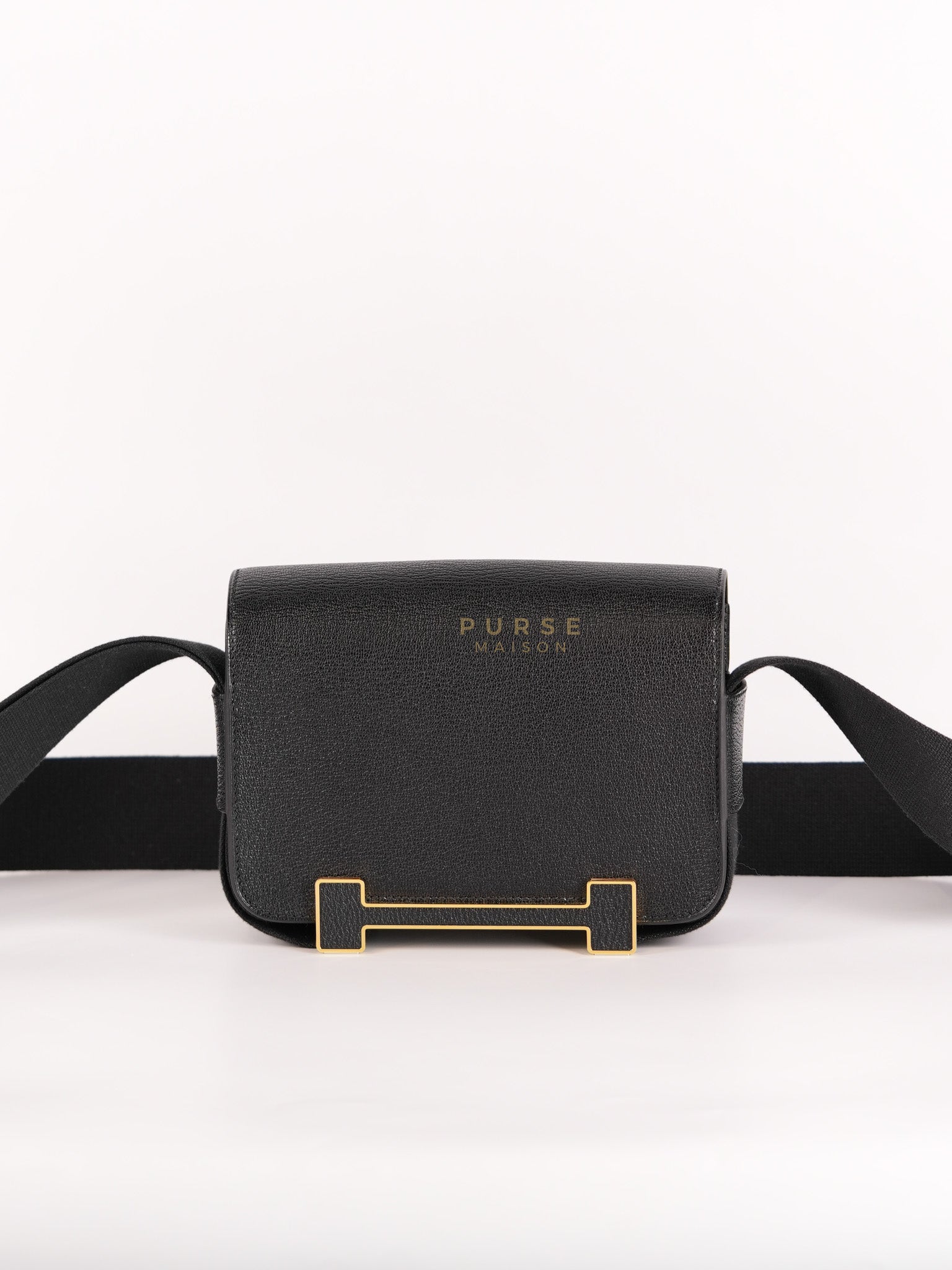 Geta in Black Chevre Mysore Sangle Fibre and Gold Hardware Stamp U (2022) | Purse Maison Luxury Bags Shop