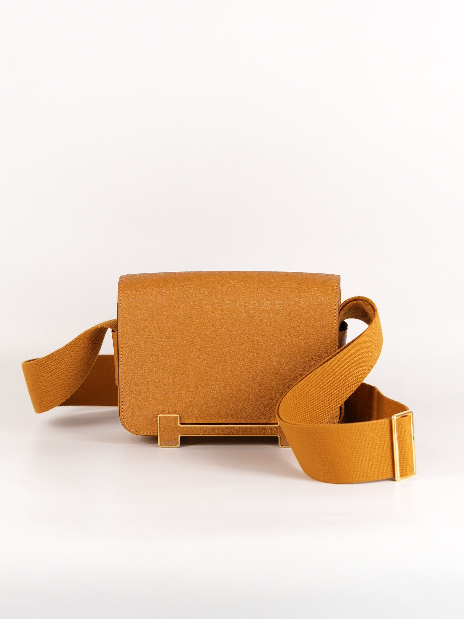 Geta in Camel Chevre Mysore Leather & Gold Hardware Stamp W (2024) | Purse Maison Luxury Bags Shop