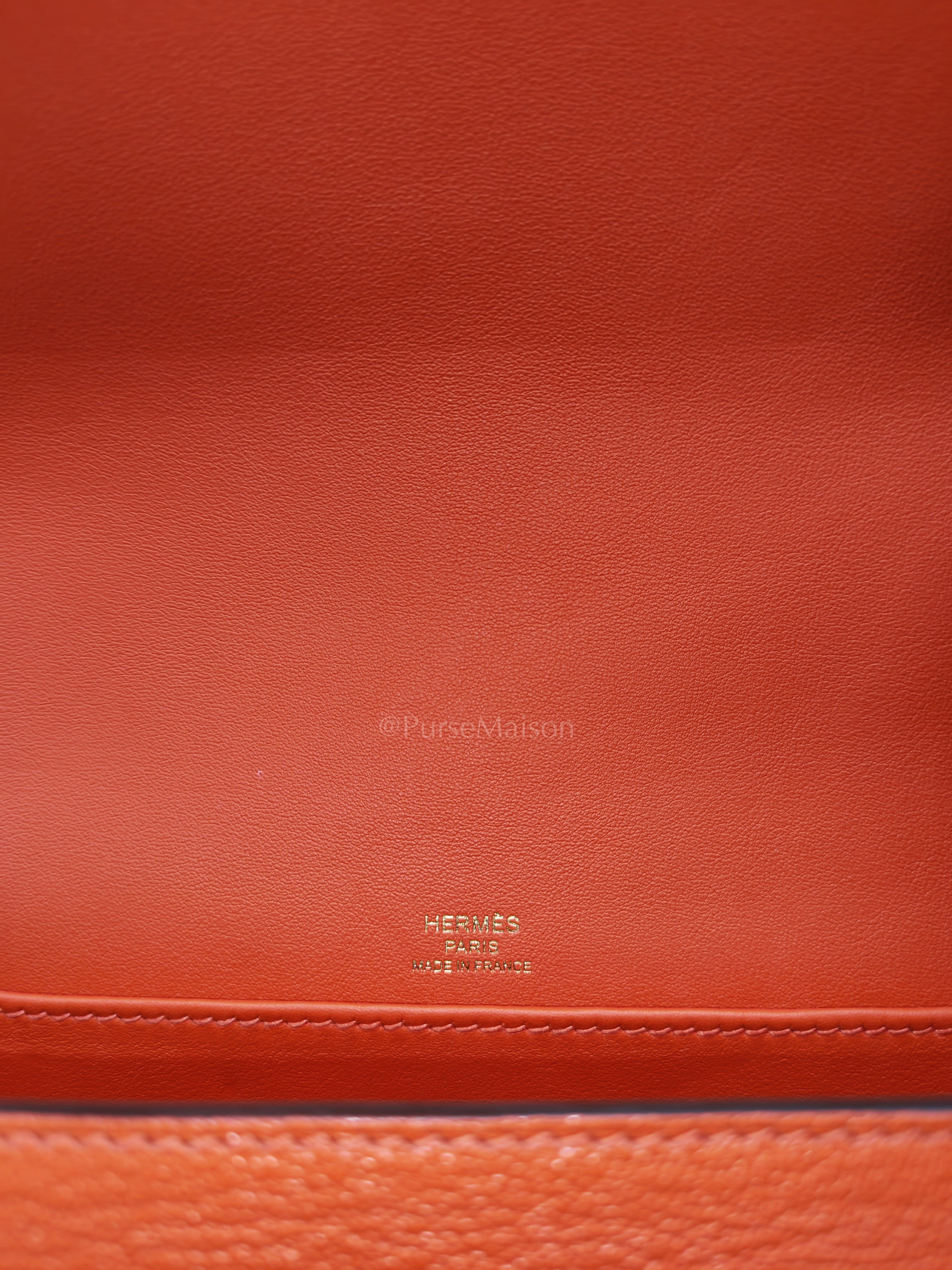 Geta in Capucine Chevre Mysore Leather & Gold Hardware Stamp U (2022) | Purse Maison Luxury Bags Shop