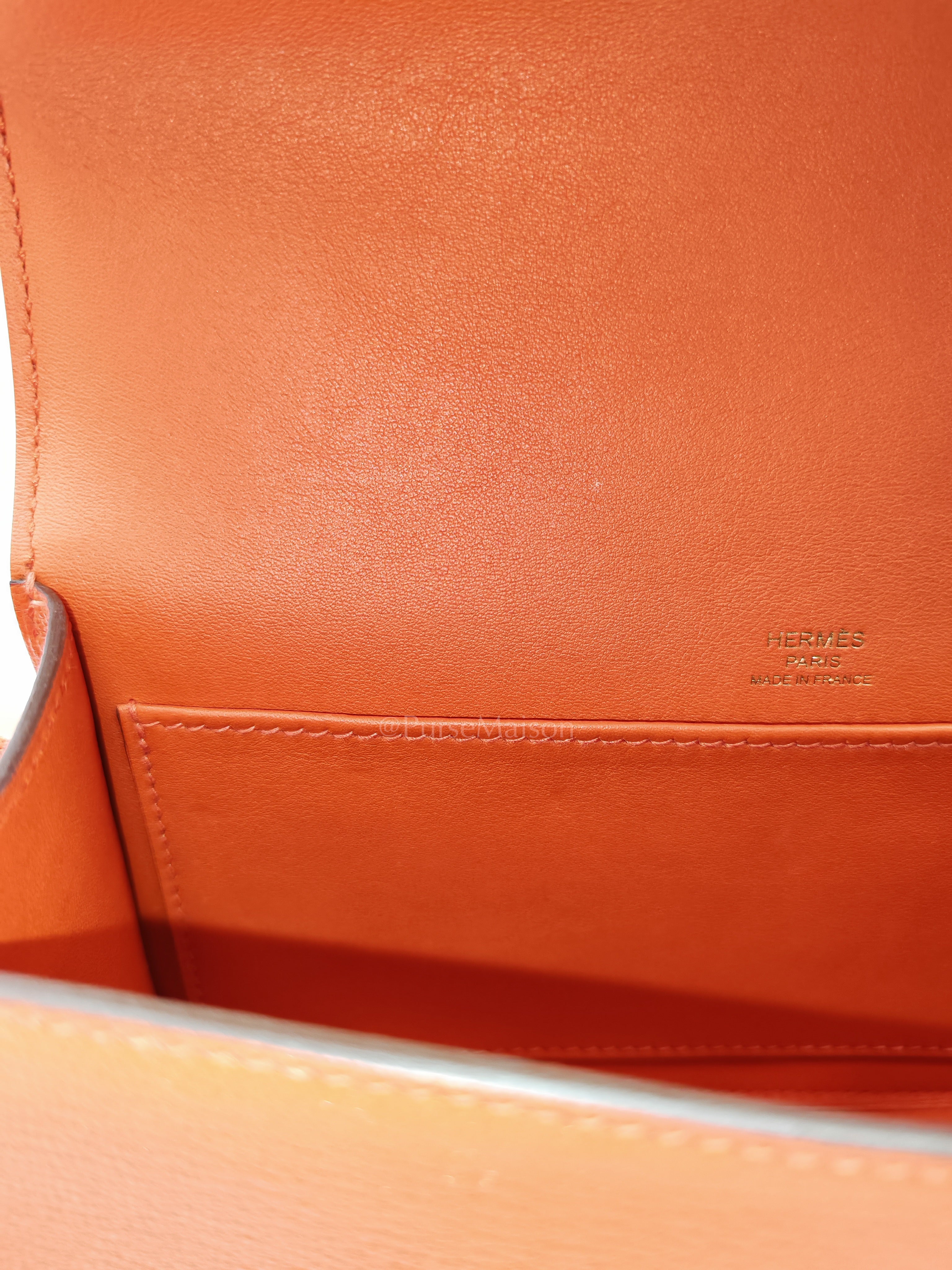 Geta in Capucine Chevre Mysore Leather & Gold Hardware Stamp U (2022) | Purse Maison Luxury Bags Shop