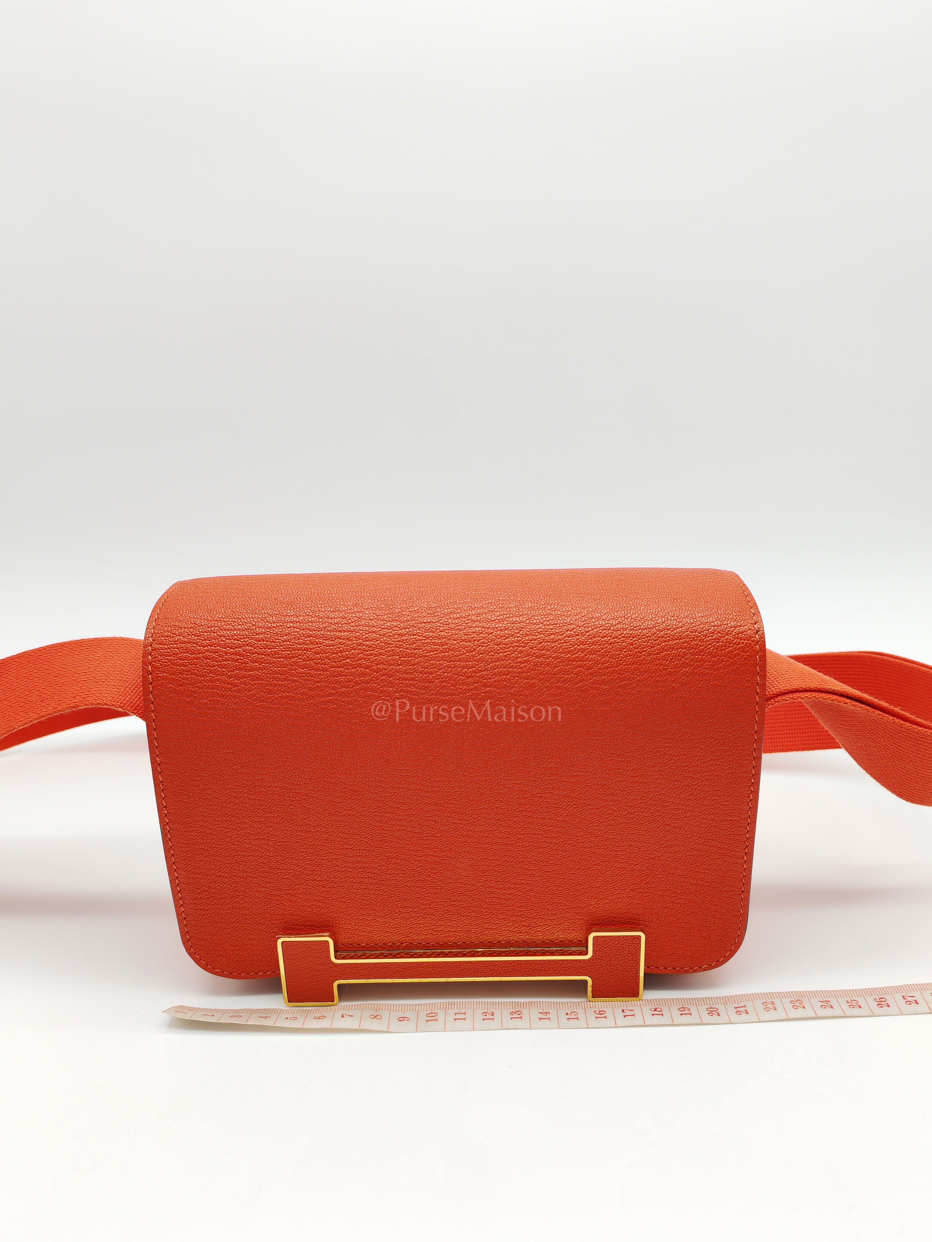 Geta in Capucine Chevre Mysore Leather & Gold Hardware Stamp U (2022) | Purse Maison Luxury Bags Shop