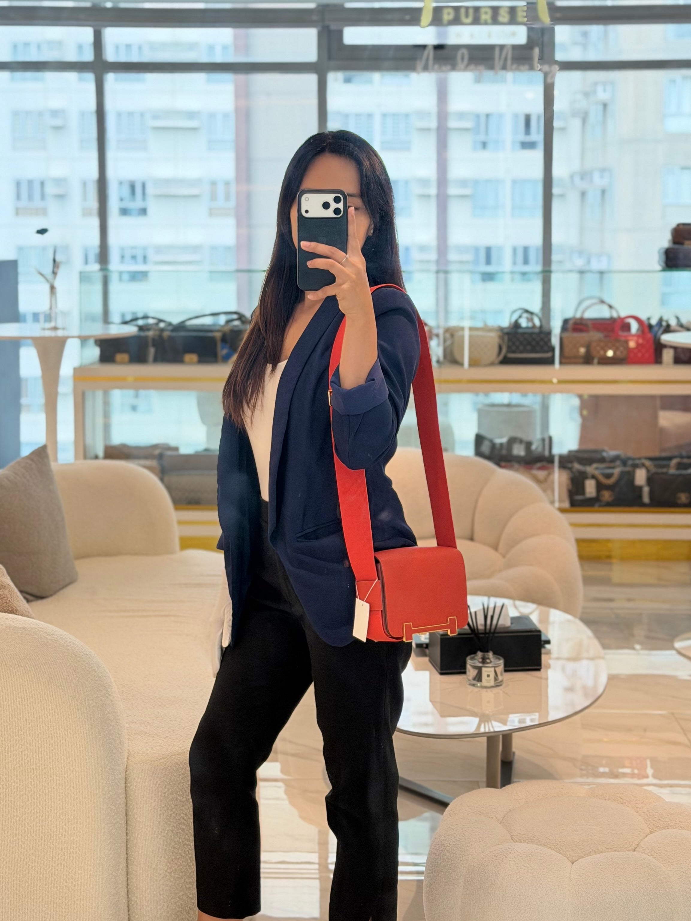 Geta in Capucine Chevre Mysore Leather & Gold Hardware Stamp U (2022) | Purse Maison Luxury Bags Shop