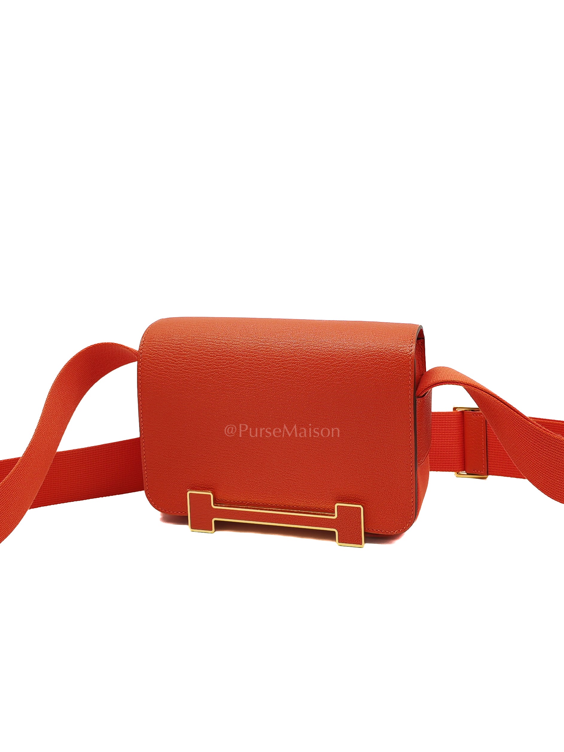 Geta in Capucine Chevre Mysore Leather & Gold Hardware Stamp U (2022) | Purse Maison Luxury Bags Shop