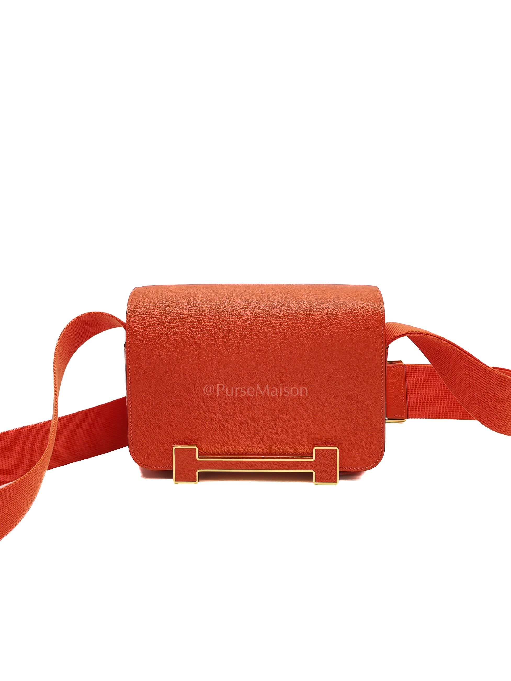 Geta in Capucine Chevre Mysore Leather & Gold Hardware Stamp U (2022) | Purse Maison Luxury Bags Shop