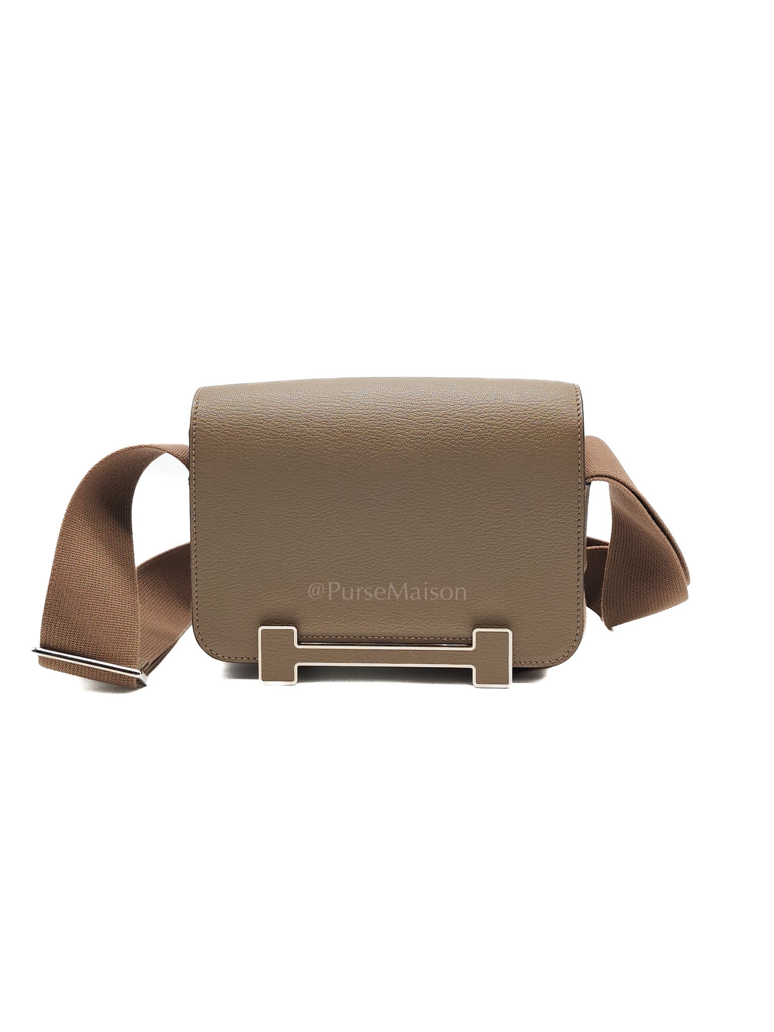 Geta in Etoupe Chevre Mysore Leather & Palladium Hardware Stamp B(2023) | Purse Maison Luxury Bags Shop