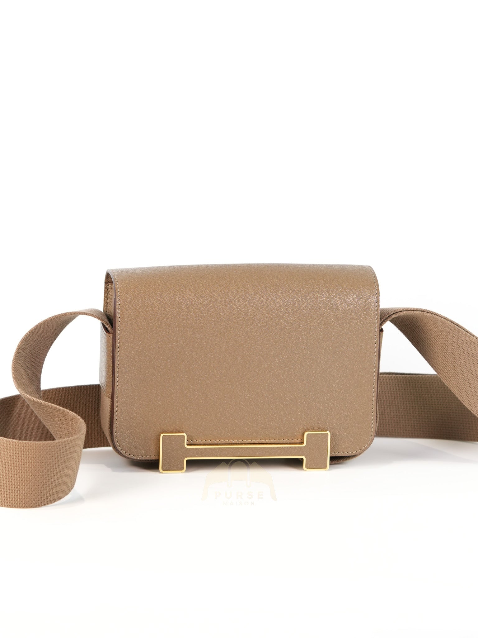 Geta in Etoupe Chevre Mysore/Goatskin Leather and Gold Hardware Stamp B(2023) | Purse Maison Luxury Bags Shop