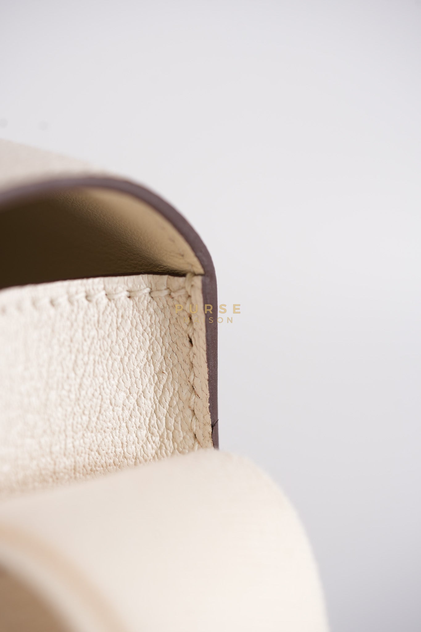 Geta in Nata Chevre Mysore Leather & Palladium Hardware Stamp W (2024) | Purse Maison Luxury Bags Shop