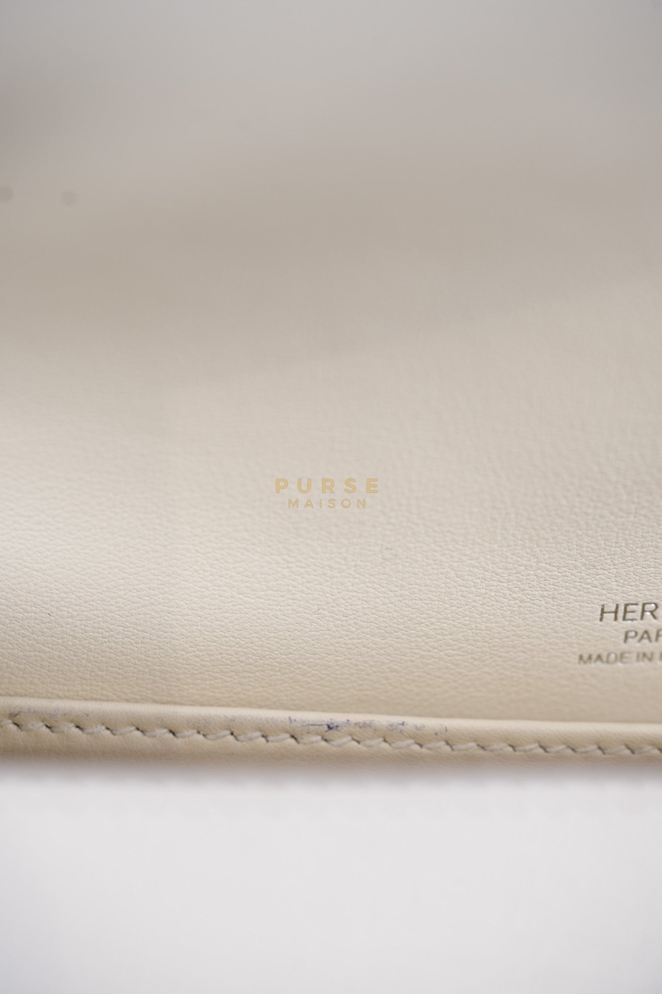 Geta in Nata Chevre Mysore Leather & Palladium Hardware Stamp W (2024) | Purse Maison Luxury Bags Shop