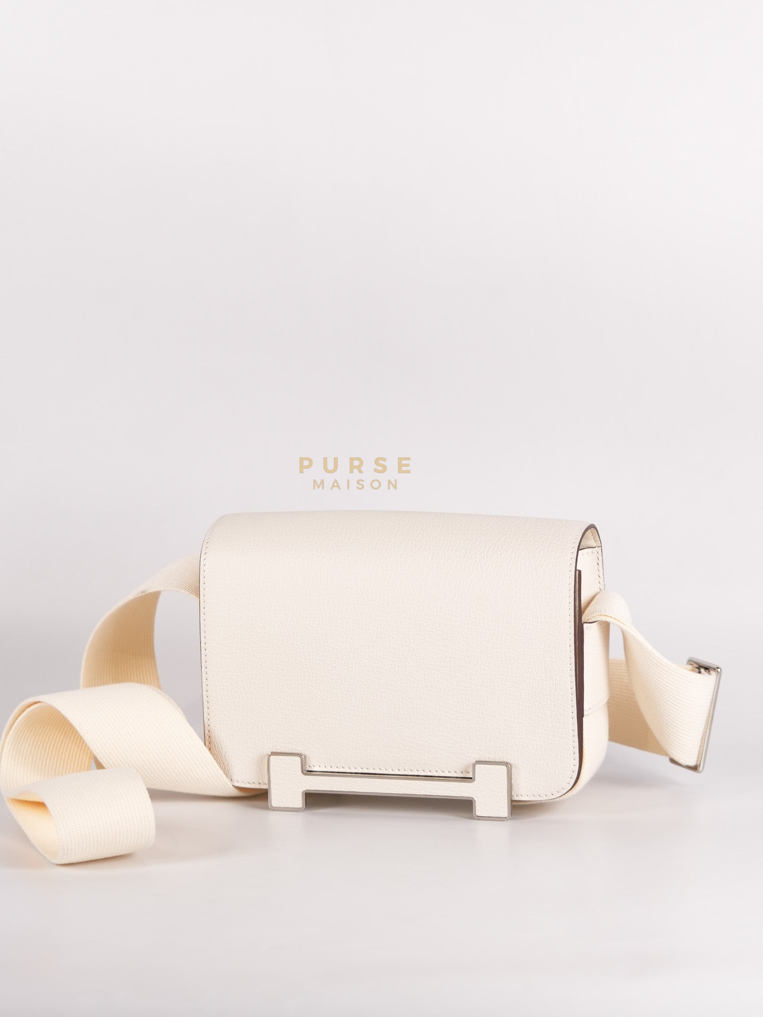 Geta in Nata Chevre Mysore Leather & Palladium Hardware Stamp W (2024) | Purse Maison Luxury Bags Shop
