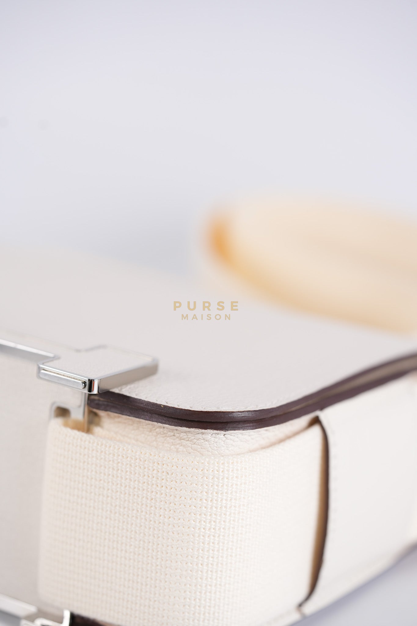 Geta in Nata Chevre Mysore Leather & Palladium Hardware Stamp W (2024) | Purse Maison Luxury Bags Shop