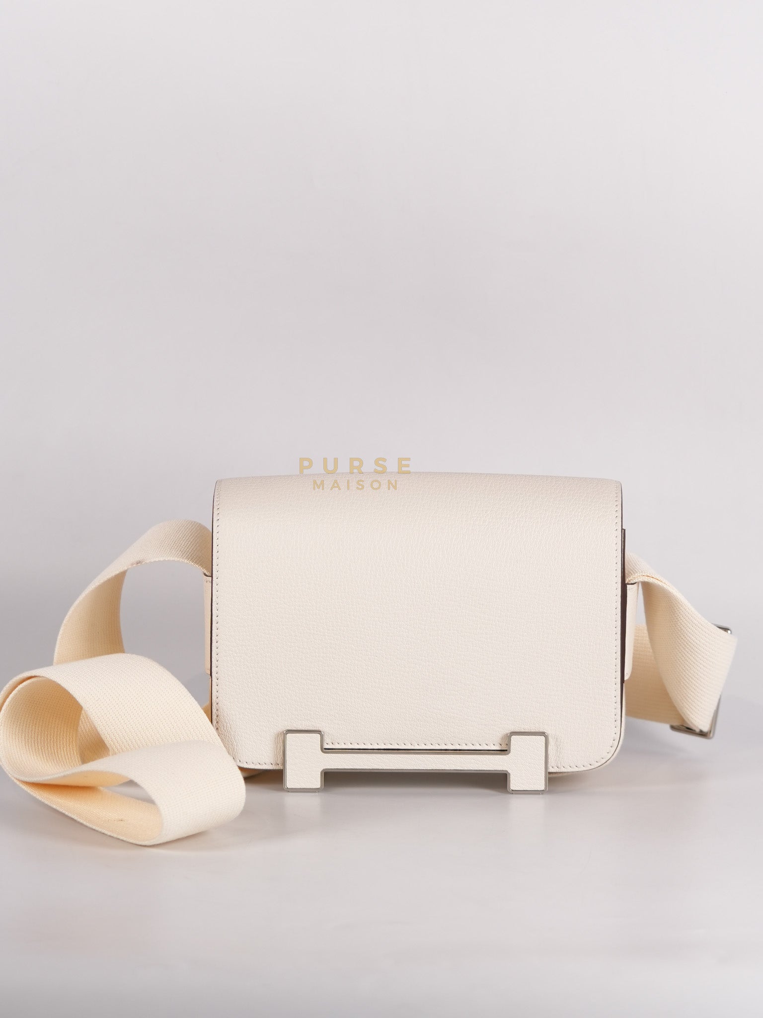 Geta in Nata Chevre Mysore Leather & Palladium Hardware Stamp W (2024) | Purse Maison Luxury Bags Shop