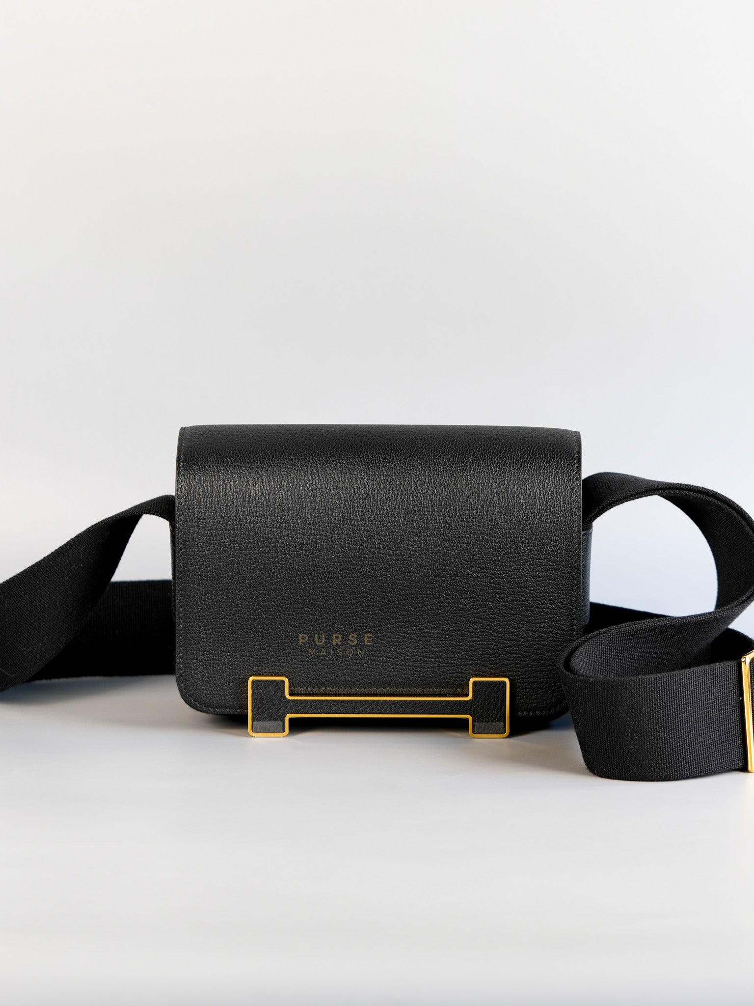 Geta Noir Chevre Mysore Gold Hardware Stamp B (2023) | Purse Maison Luxury Bags Shop