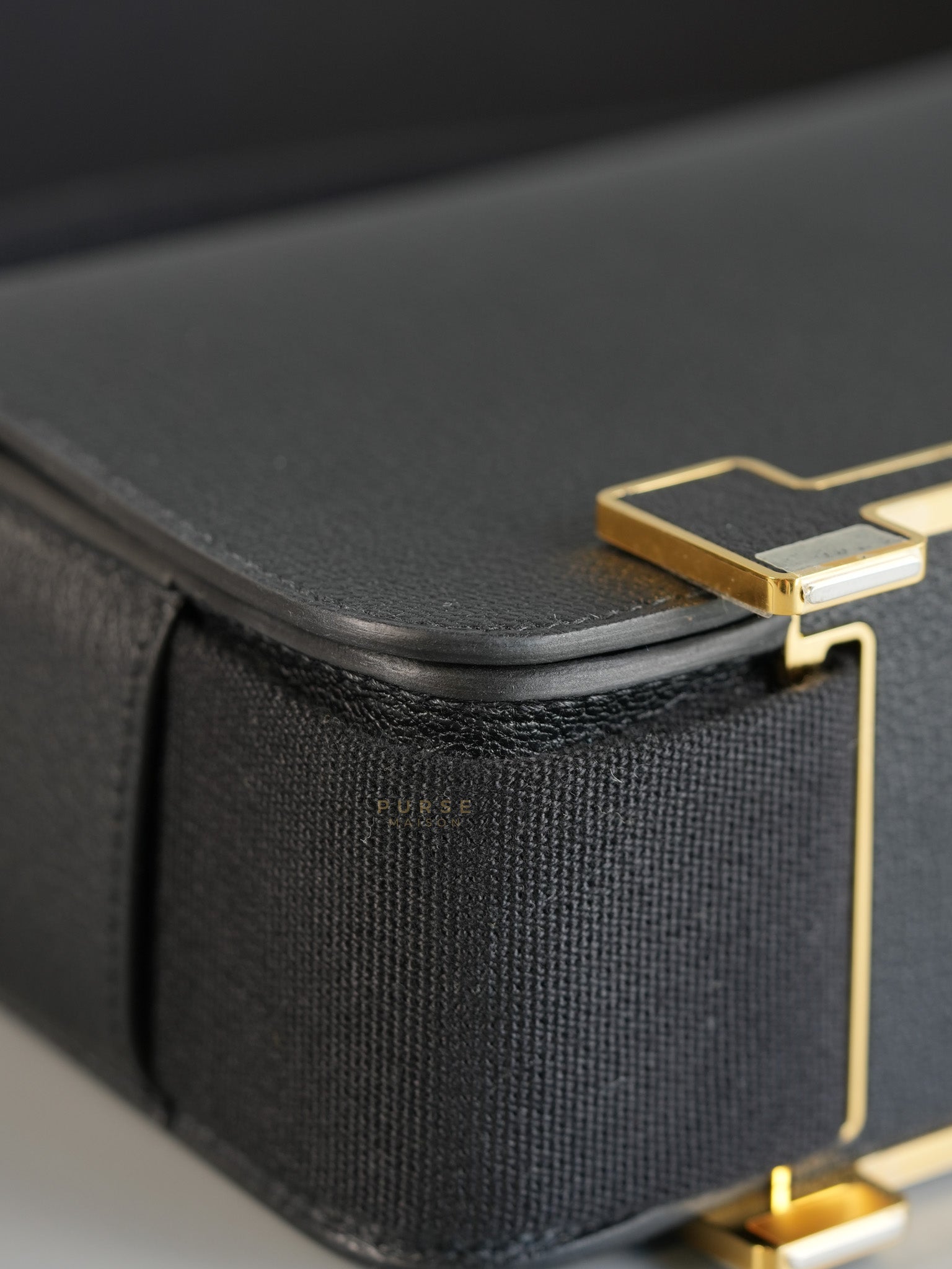 Geta Noir Chevre Mysore Gold Hardware Stamp B (2023) | Purse Maison Luxury Bags Shop